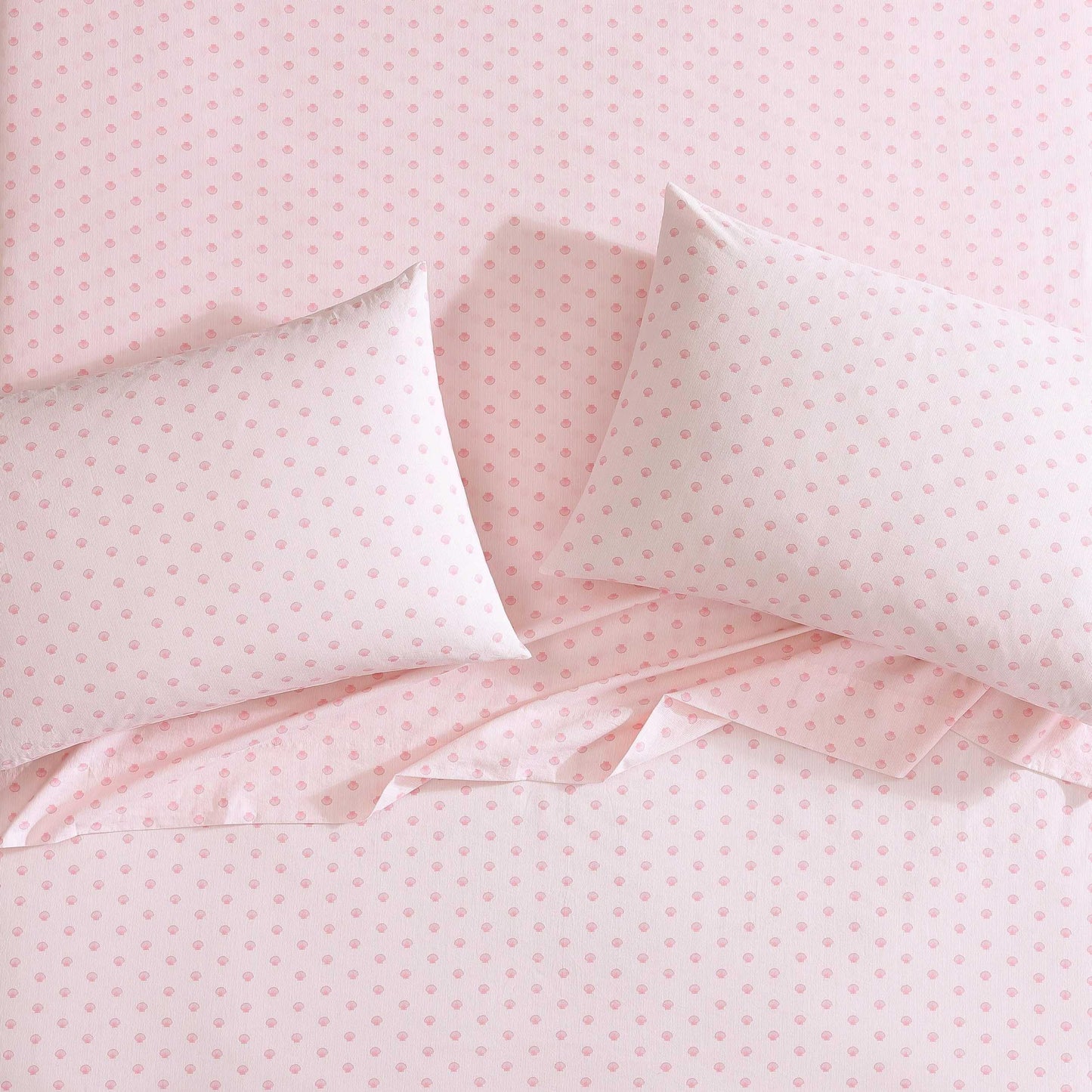 Laura Ashley – Twin Size Sheet Set, Soft & Lightweight Cotton Percale Bedding with Matching Pillowcase, Deep Pocket, Coastal Room Decor, College Dorm Room Essentials (Scallop Dollop Pink)