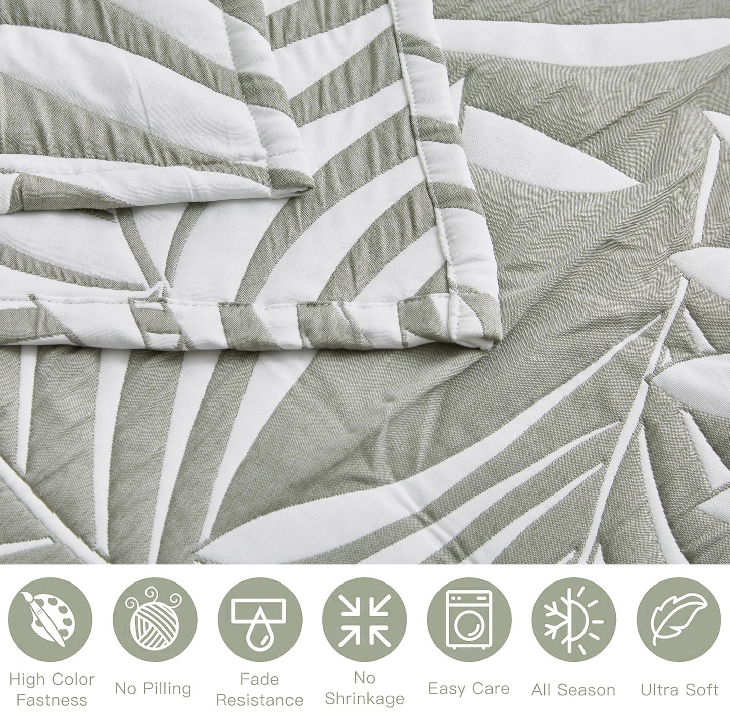 Chezmoi Collection Oversized Bedspread 100x106, Jacquard Matelasse Leaf Damask Design, 5-Piece Lightweight Reversible Microfiber Bedding Coverlet Set for All Season, Queen, Platinum Gray/White