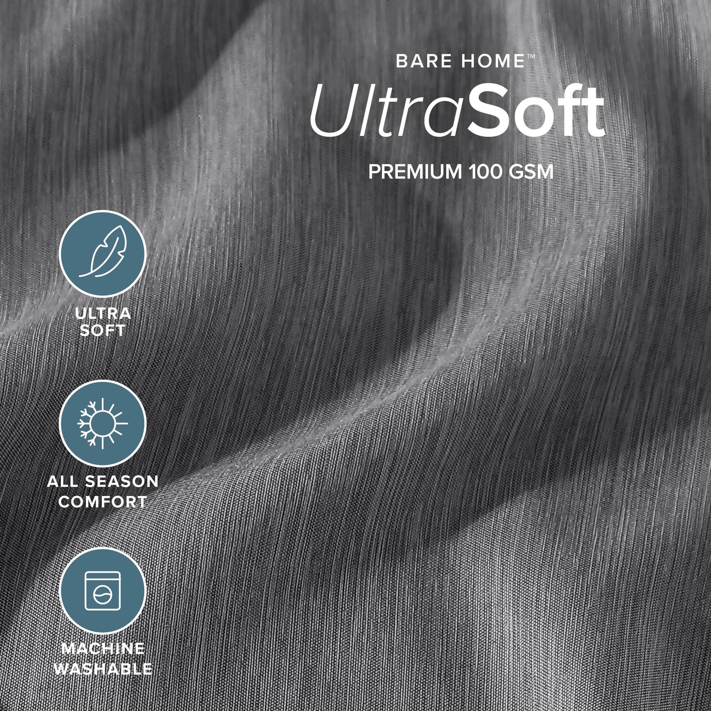 Bare Home Queen Sheet Set - Luxury 1800 Ultra-Soft Microfiber Double Brushed - Deep Pockets - Easy Fit - 4 Piece Set - Bedding Sheets & Pillowcases (Queen, Heathered Grey)