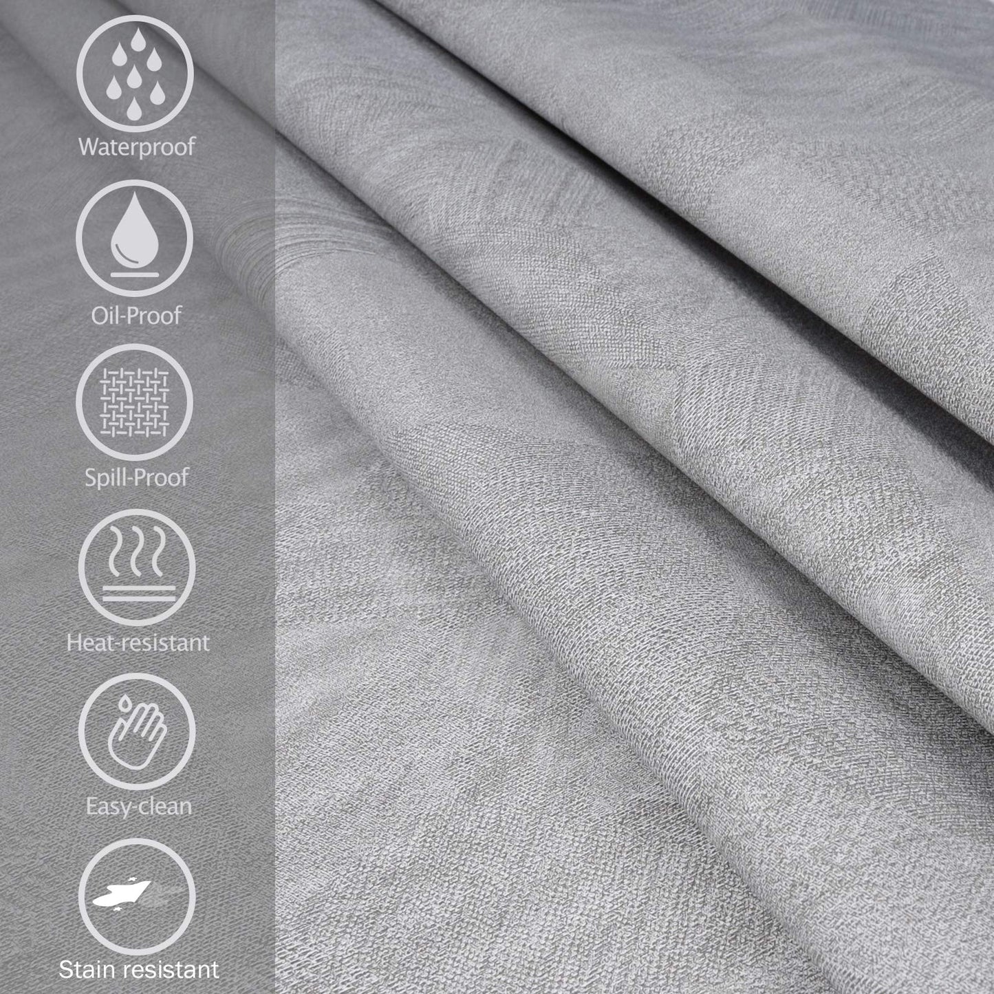 AIRCOWRIE Waterproof Vinyl Tablecloths, Heavy Duty Oil Proof Spill Proof Plastic Table Cloth, Wipe Clean PVC Table Cover for Spring Indoor and Outdoor Picnic Camping (Grey, 54”×78”, Rectangle)