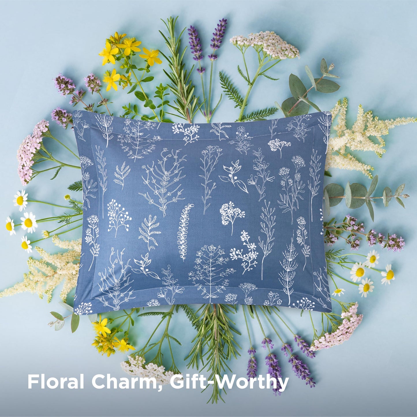 Bedsure Twin/Twin XL Comforter Set - Infinity Blue Comforter, Cute Floral Bedding Comforter Sets, Gifts for Woman, 2 Pieces, 1 Soft Reversible Botanical Flowers Comforter and 1 Pillow Sham