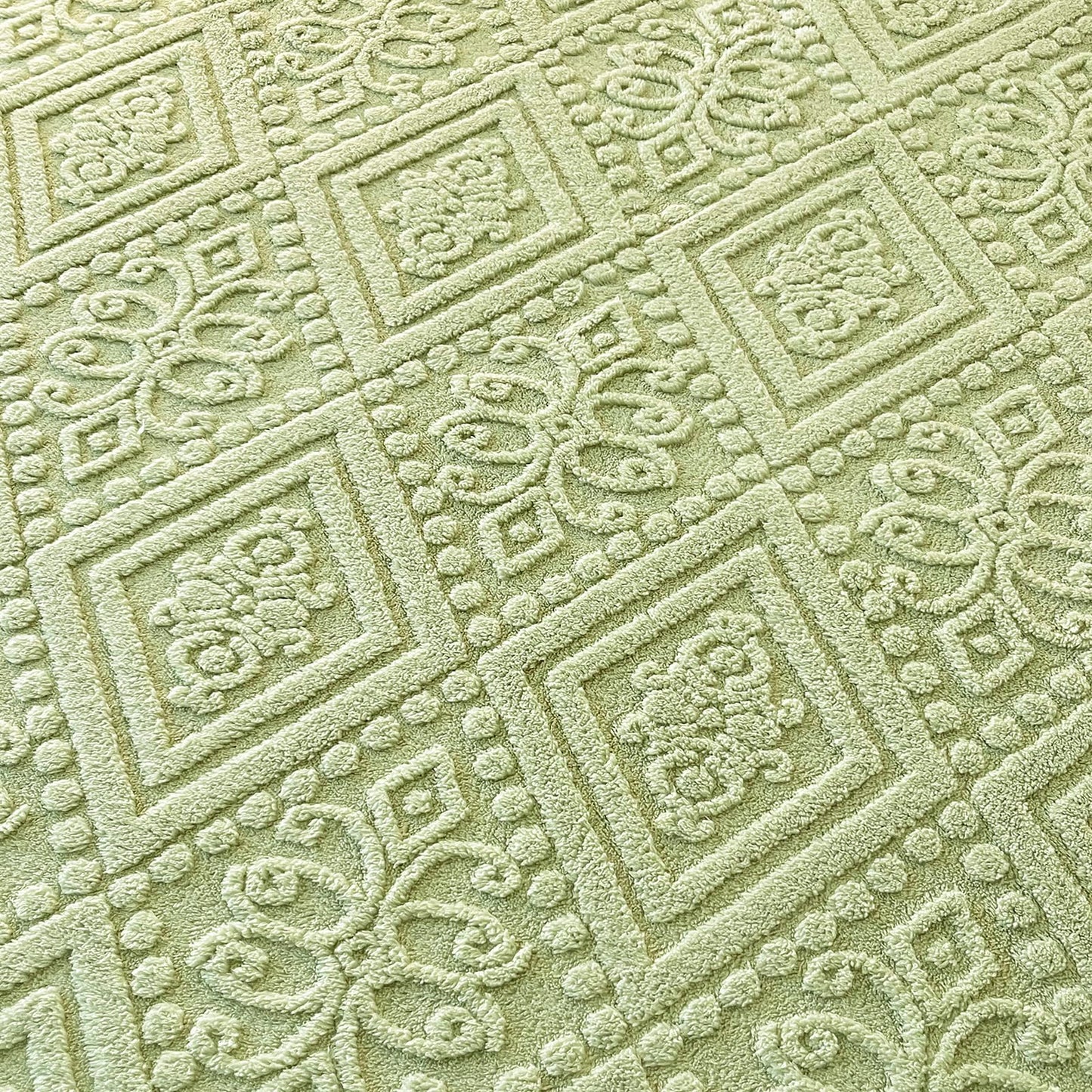 ZIQINPSQ Taffeta Velvet Jacquard Queen Fitted Sheet - Luxury Bedding - Ultra-Soft, Quick-Heat, Anti-Static, 360° Mattress Protector, Green, No Pillowcases