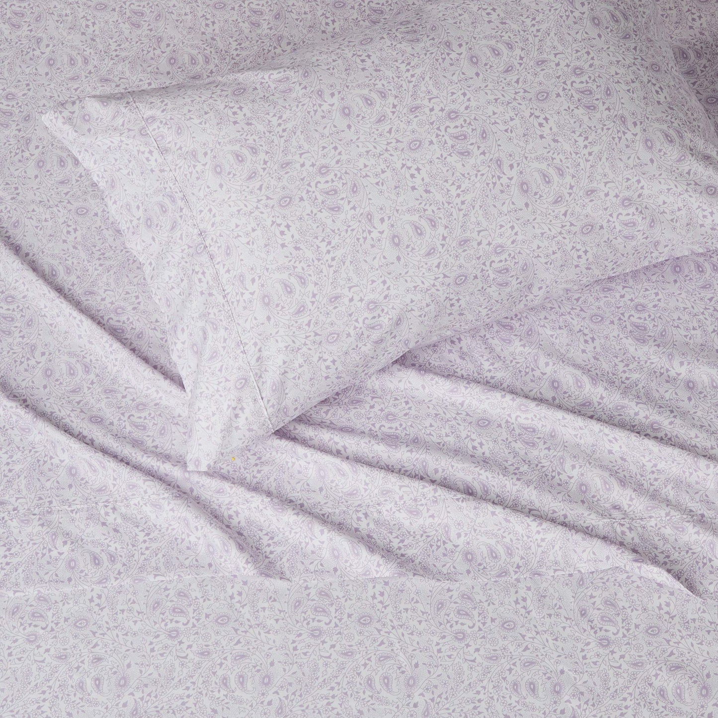 Amazon Basics Lightweight Super Soft Easy Care Wrinkle Free Microfiber 3 Piece Sheet Set with 14-Inch Deep Pockets, Twin, Lavender Paisley, Floral, Kids, Men & Women Bedding