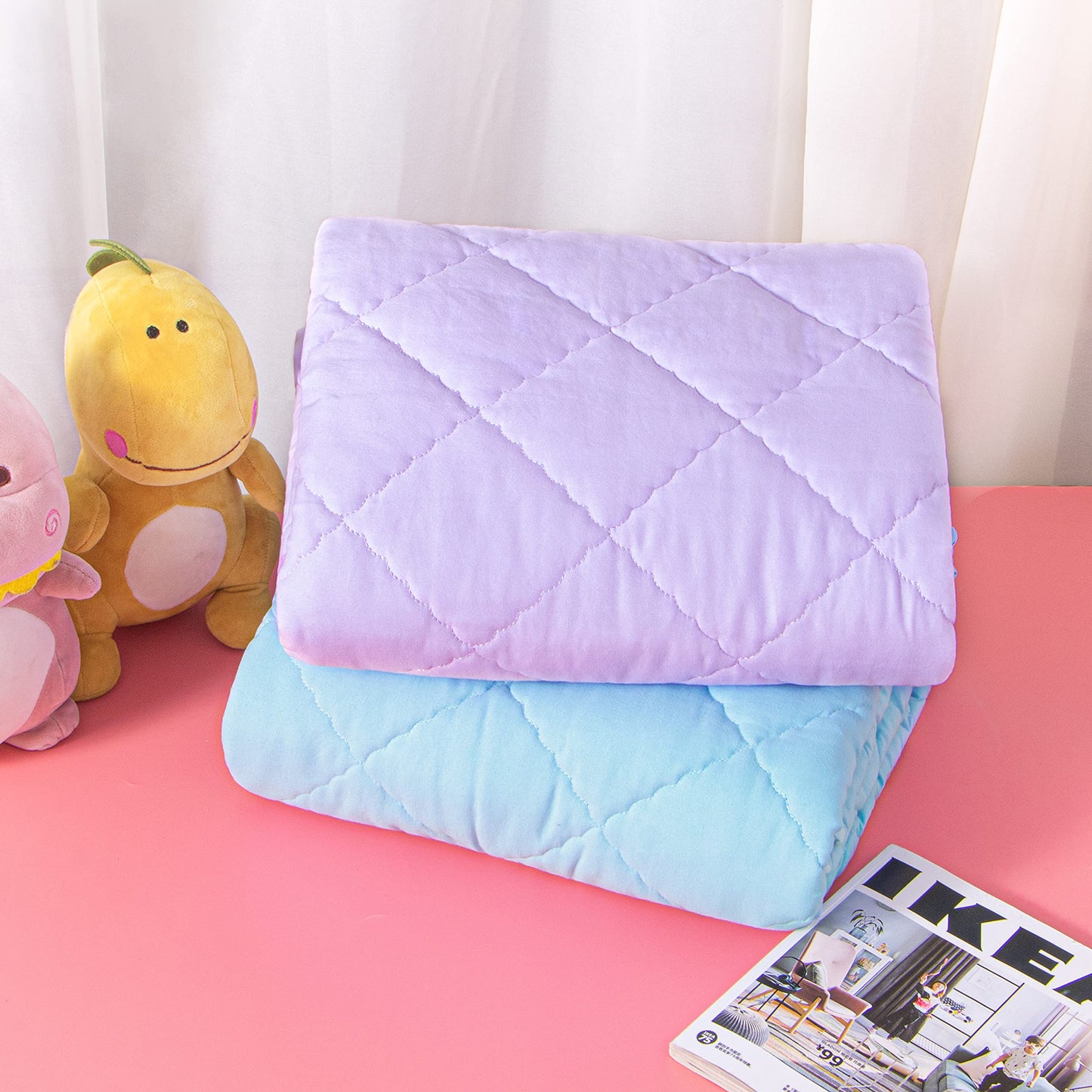 NTBAY Down Alternative Toddler Comforter, Lightweight and Warm Solid Color Baby Crib Quilted Blanket, 39x47 inches, Aqua