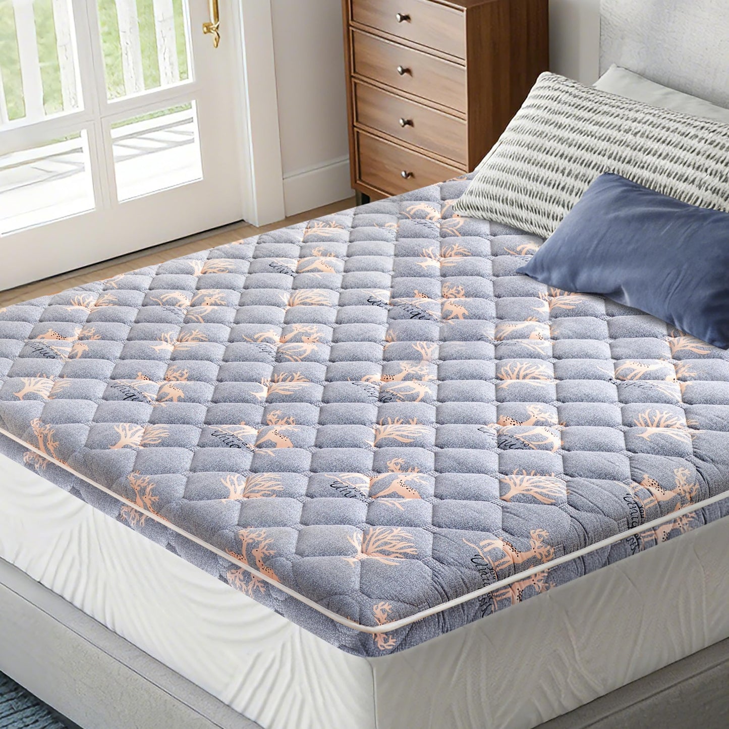 Lillibearas Premium Foam Queen Mattress Topper -Thick 9-Layer Modern Comfort Topper, 60-mil Foam-Back Pain Relief & Comfort Support,Breathable & Hypoallergenic