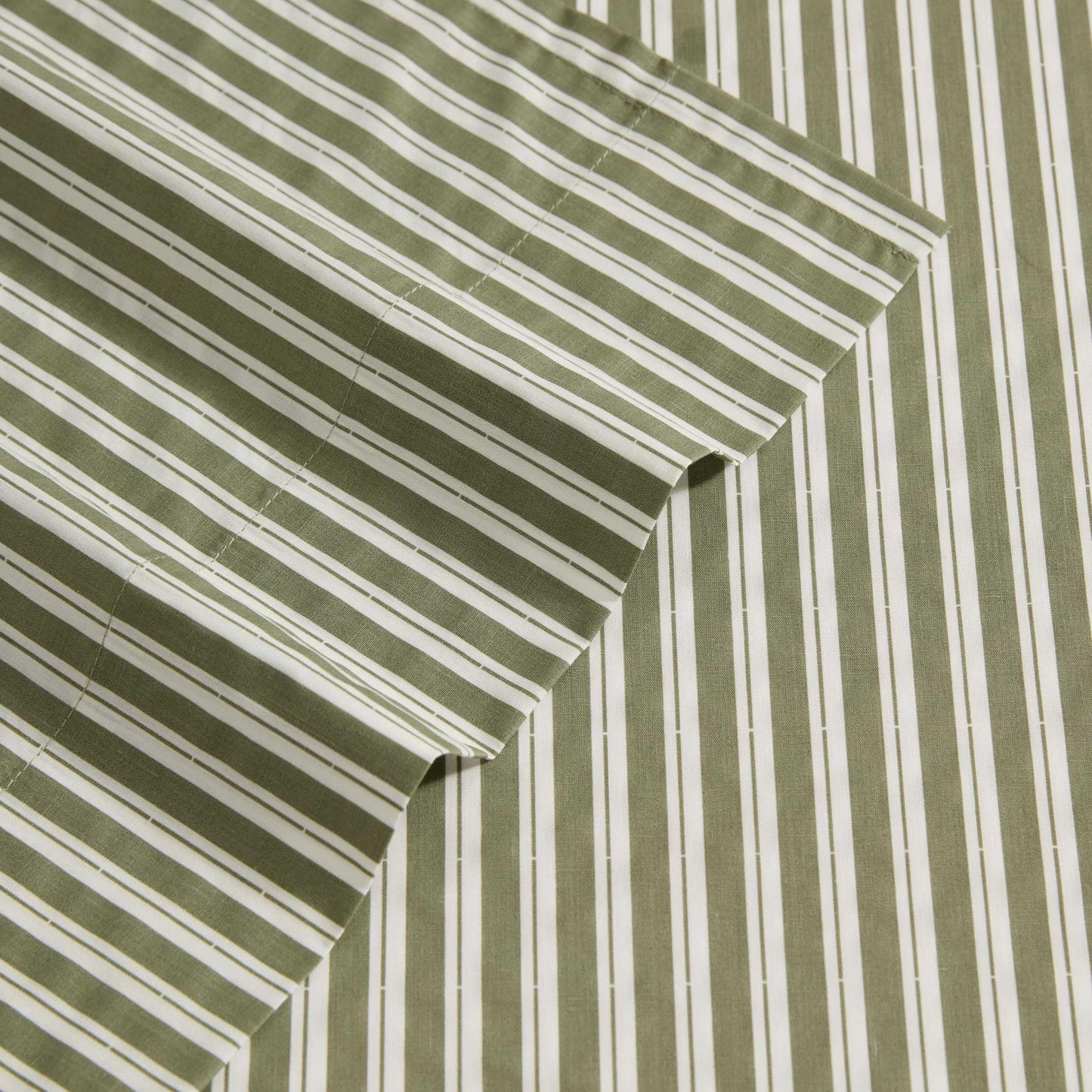 Eddie Bauer - Twin Size Sheet Set, Cotton Percale Bedding with Deep Pocket Fitted Sheet, Bed Sheets with Matching Pillowcase, Alpha Stripe Green