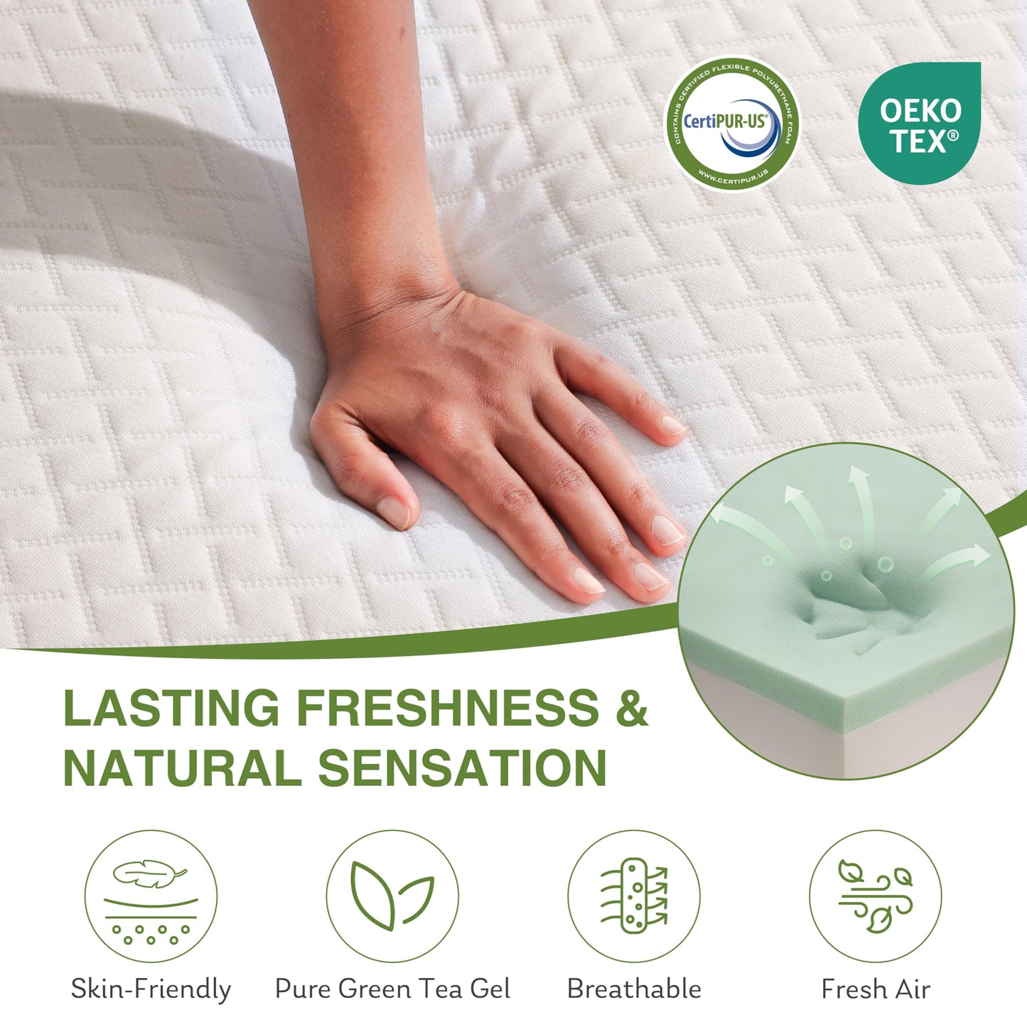 EGOHOME 5 Inch Twin Mattress for Kids, Memory Foam Mattress with Cooling Green Tea Gel, Relieve Pressure with Medium Firm Support, CertiPUR-US Certified, 75''L x 38''W, White