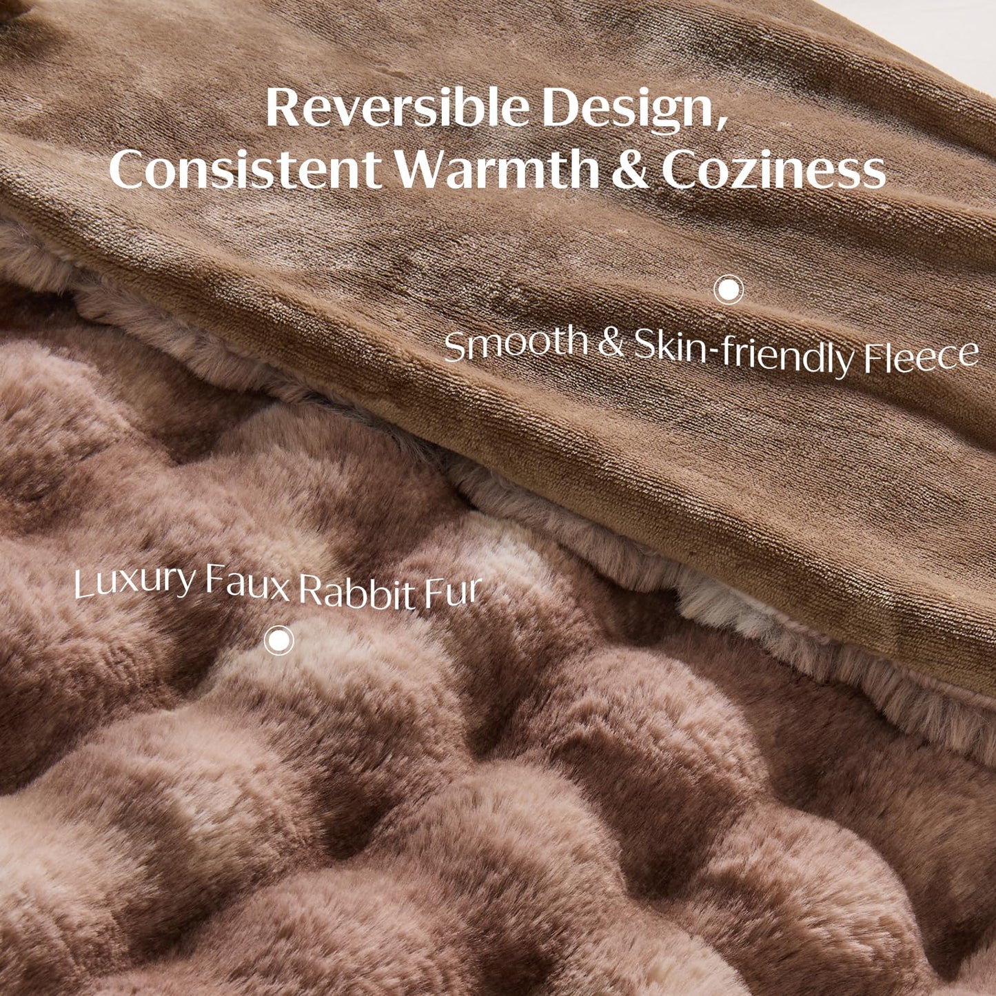 DOWNCOOL Faux Fur Throw Blanket for Couch, Soft Fluffy Fuzzy Plush Bubble Blanket for Sofa Bedroom Living Room, Cozy Warm Luxury Fleece Minky Blanket, 50x60 Inches Tie-dye Brown