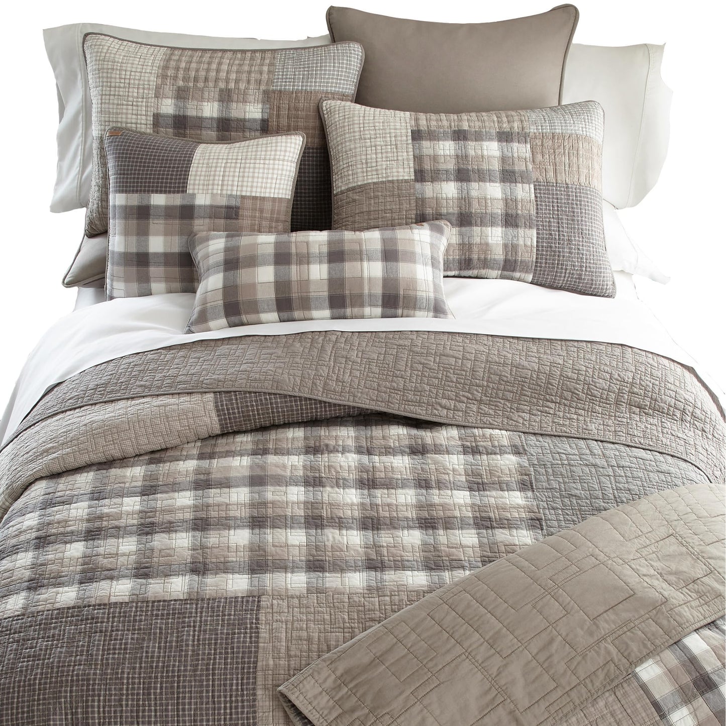 Donna Sharp Smoky Square Cotton King Quilt Set, 110 x 96