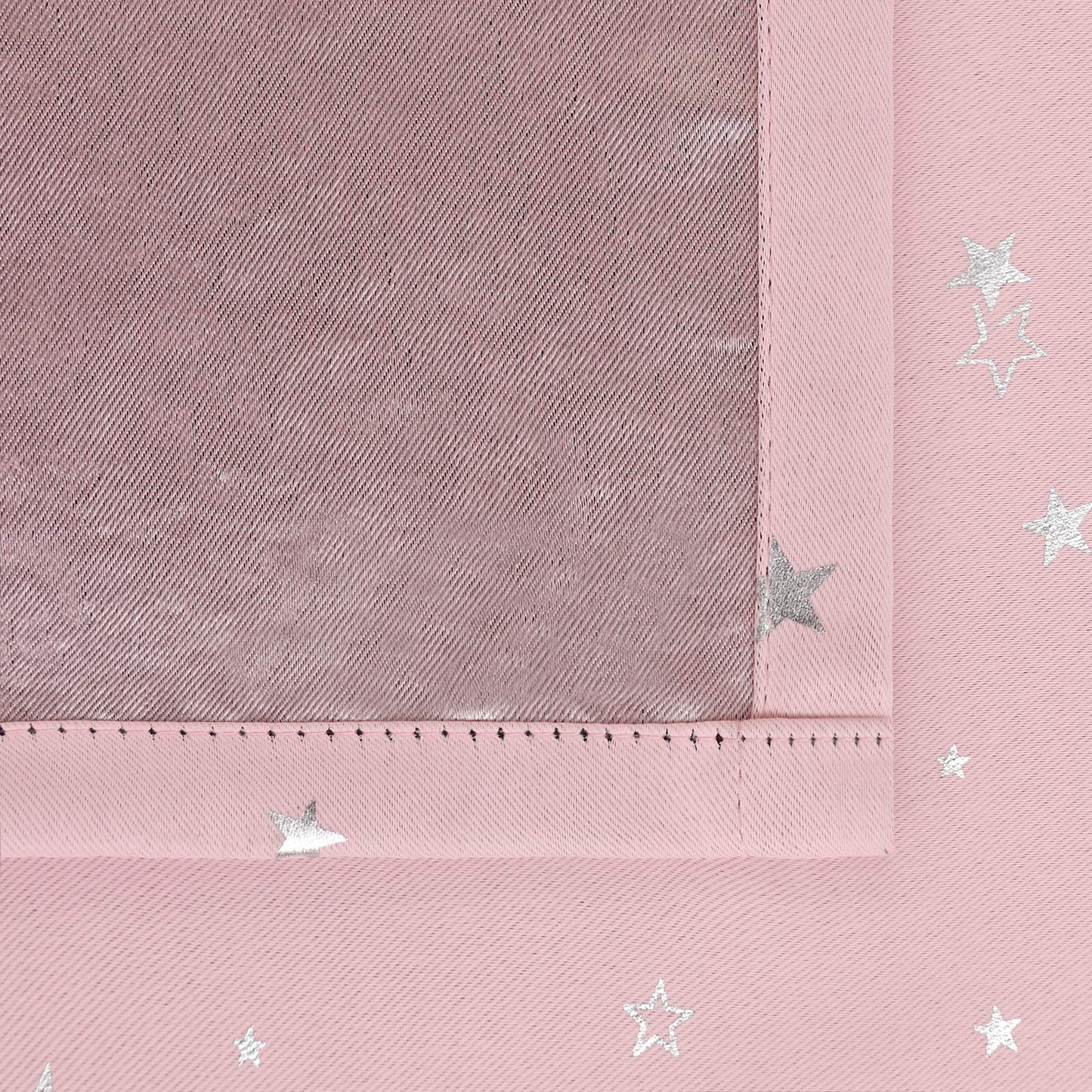 BGment Kids Blackout Curtains for Bedroom - Grommet Thermal Insulated Silver Star Print Room Darkening Curtains for Kids Room, Set of 2 Panels, 42 x 63 Inch, Baby Pink