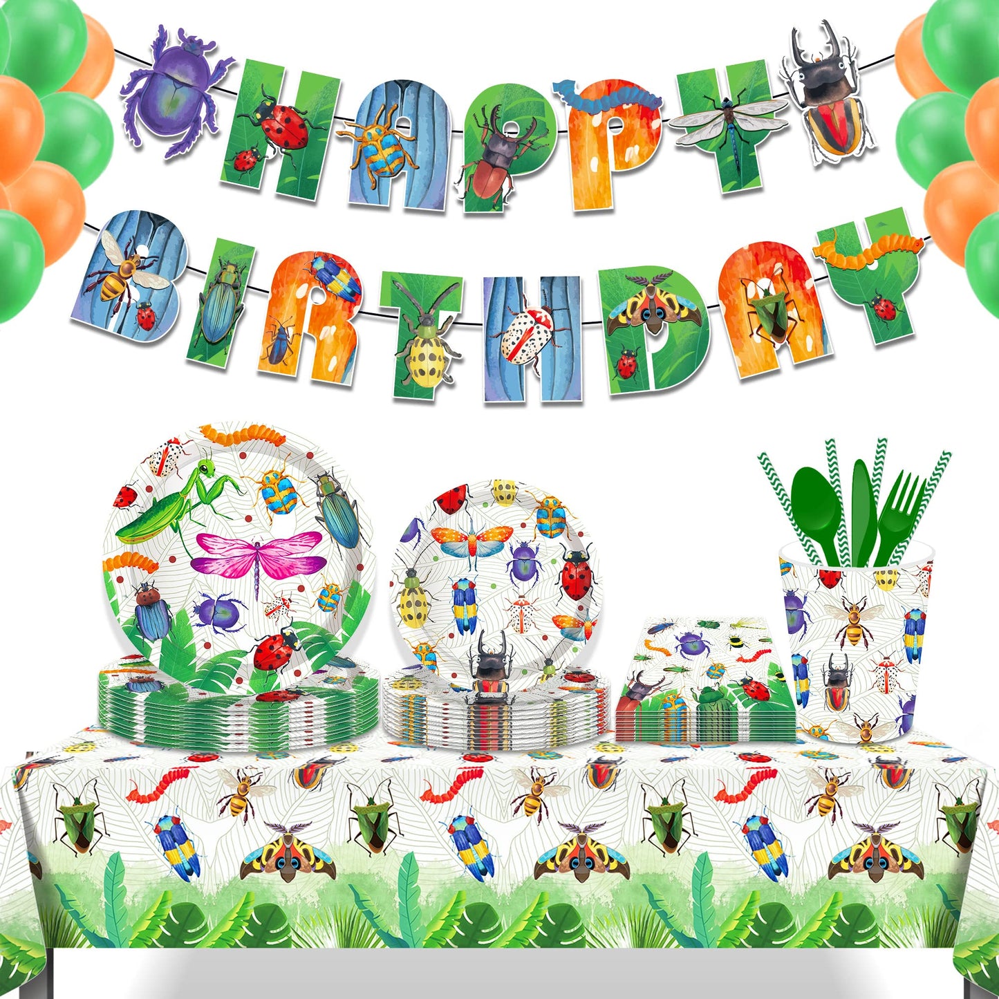 CC HOME 1 Pack Insects Party Plastic Tablecloth 54 x 87 Inch Long Rectangular Table Cover for Buffet, Birthday Party Holiday Dinner, Picnic or Tablecloth for Kitchen Event Use