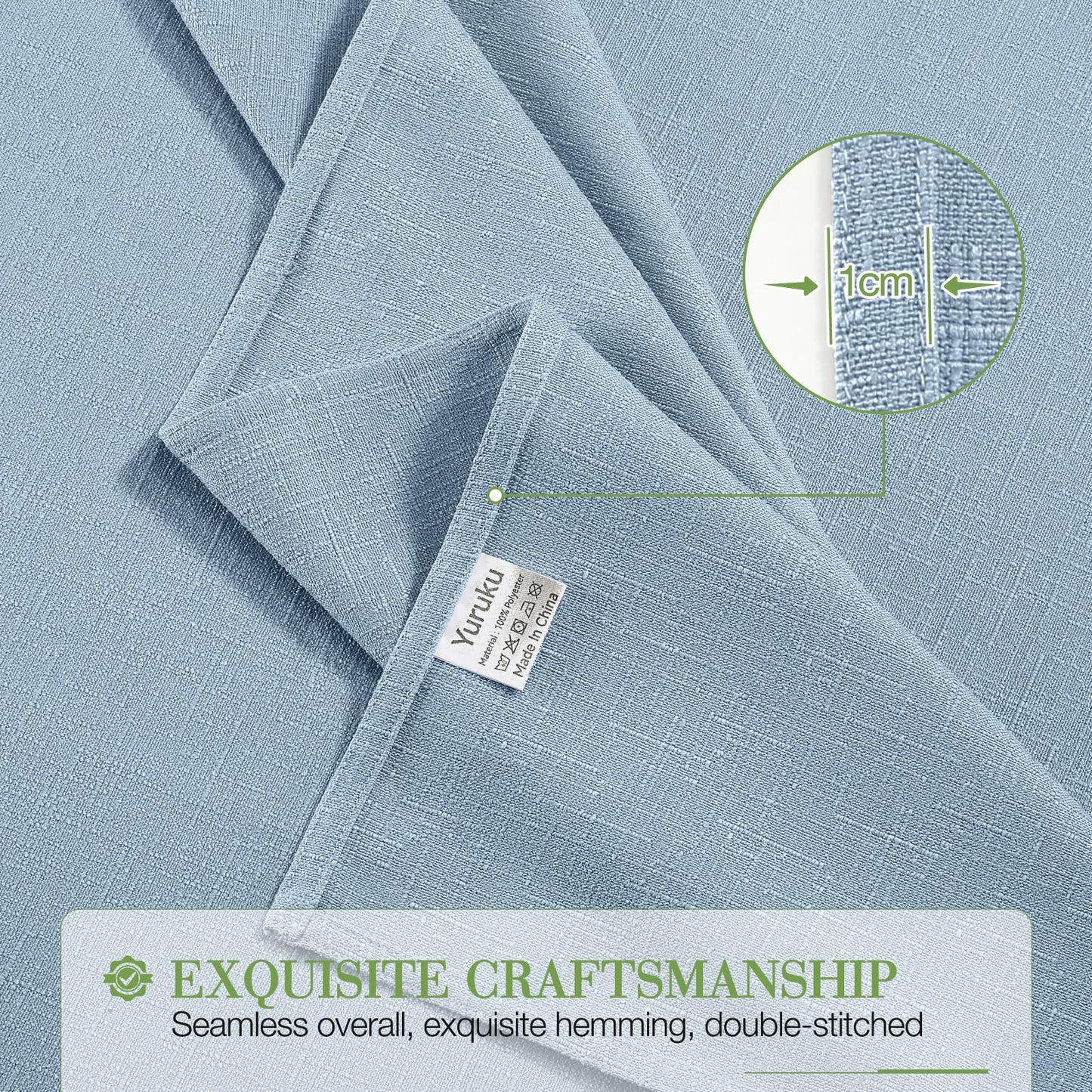 Yuruku Heavy Duty Faux Linen Tablecloth Rectangular 60 x 84 Inch Light Blue