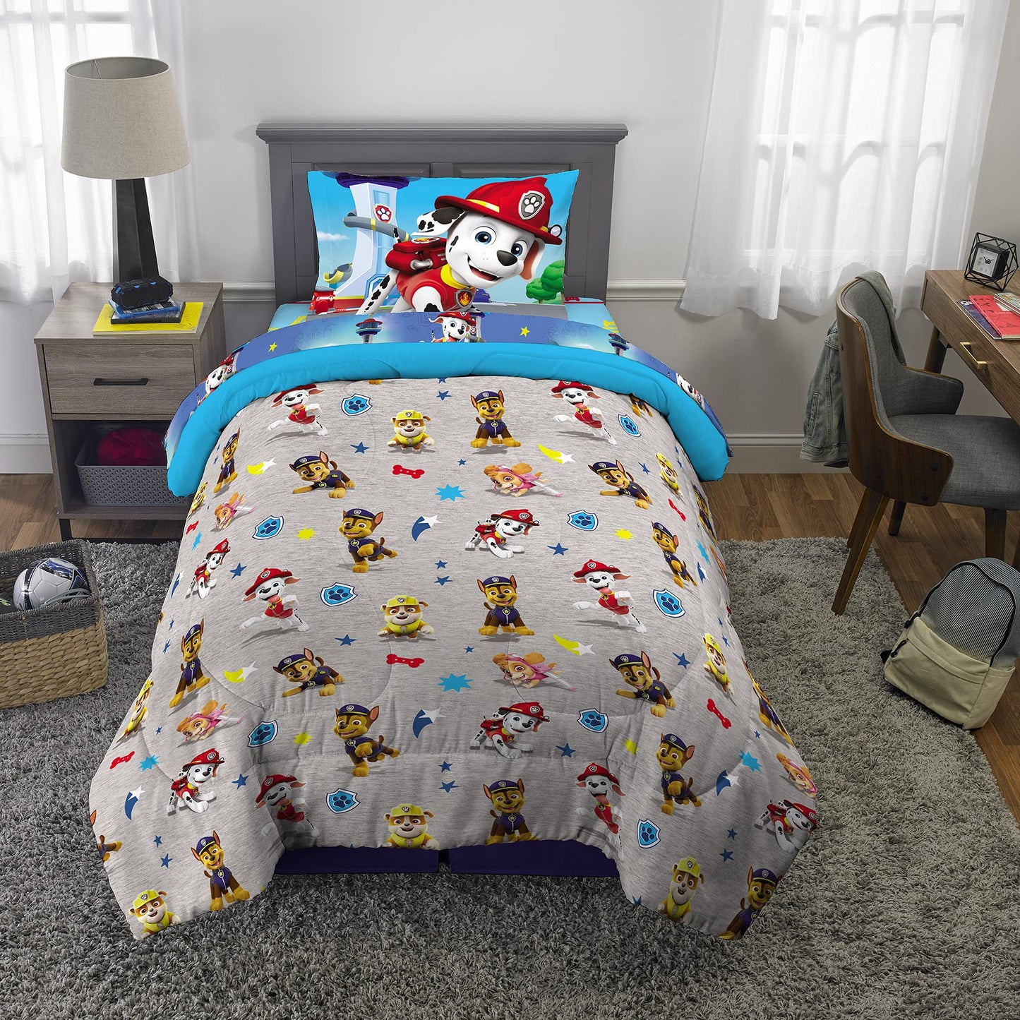 Franco Kids Bedding Super Soft Comforter and Sheet Set, 4 Piece Twin Size, Paw Patrol (Prints may vary)