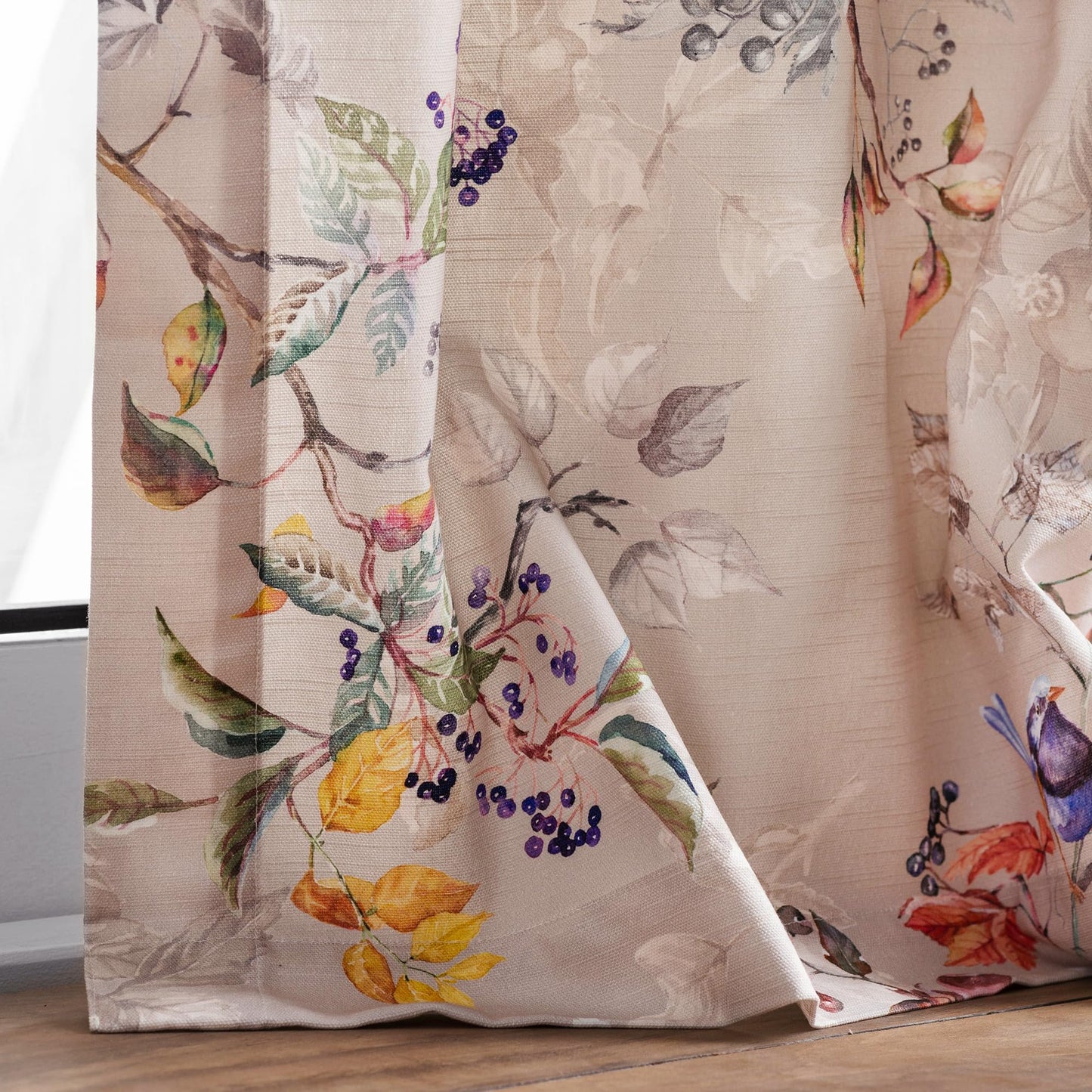 Maison d' Hermine Curtains for Living Room 100% Cotton 96 inch Length One Panel Light Filtering Curtains for Windows with Rod and Loop Pockets Spring Summer (Equinoxe - Multi, 50" W x 96" L)