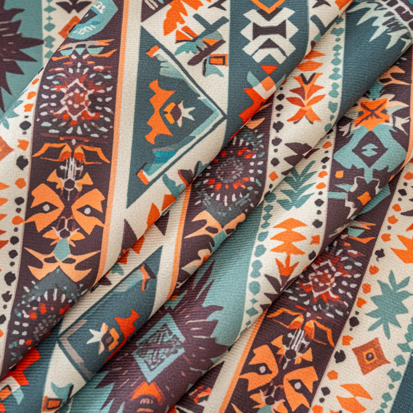 Erbnaryx Teal Orange Geometric Curtains 84 Inches Long, Boho Farmhouse Light Filtering Rod Pocket Drapes with Tassel Trim for Bedroom Living Room, 2 Panels
