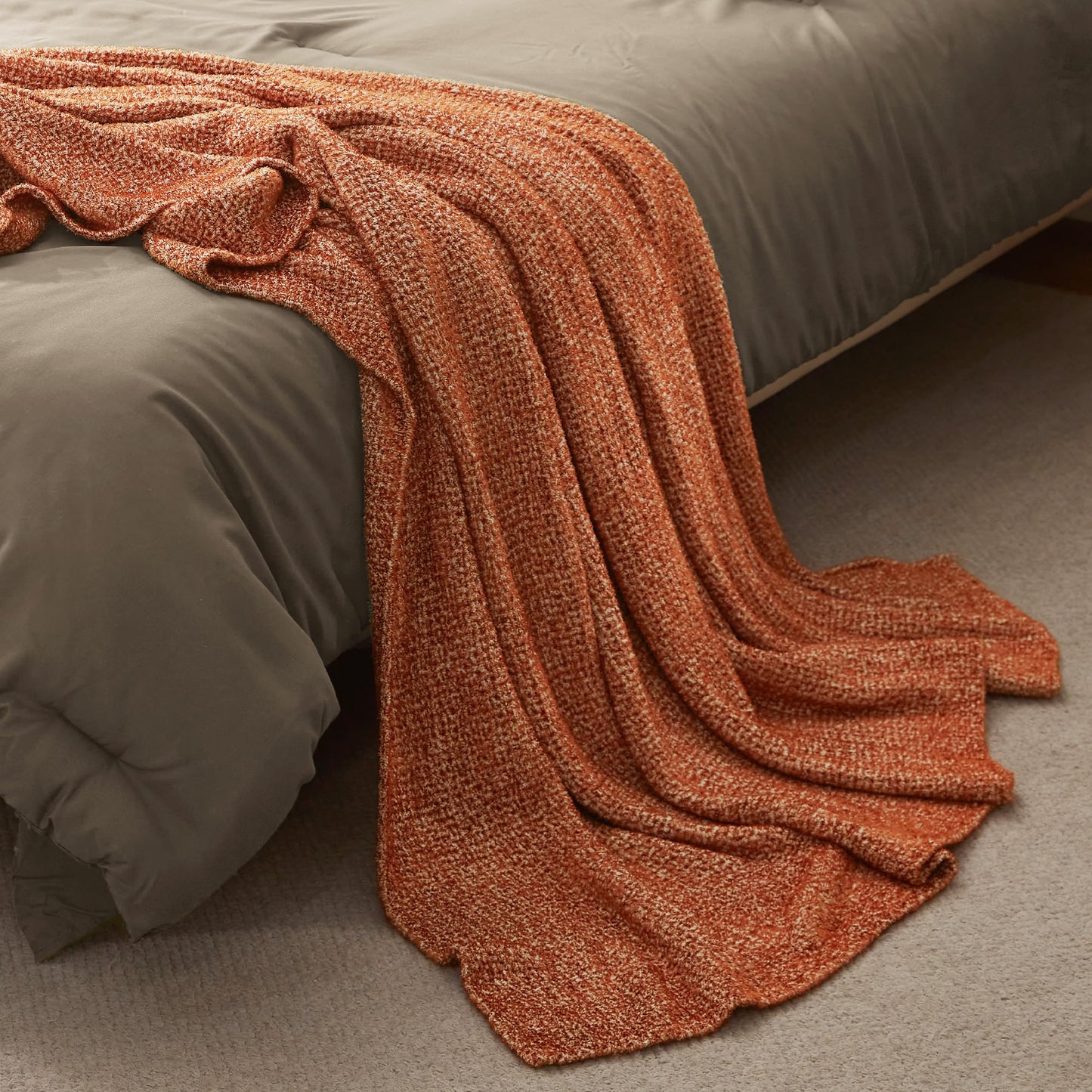 SLEEP ZONE Decoration Brown Throw Blanket for Couch, Jersey Knit Luxury Blankets for Bed Living Room Sofa Chair 50"x60", Brown