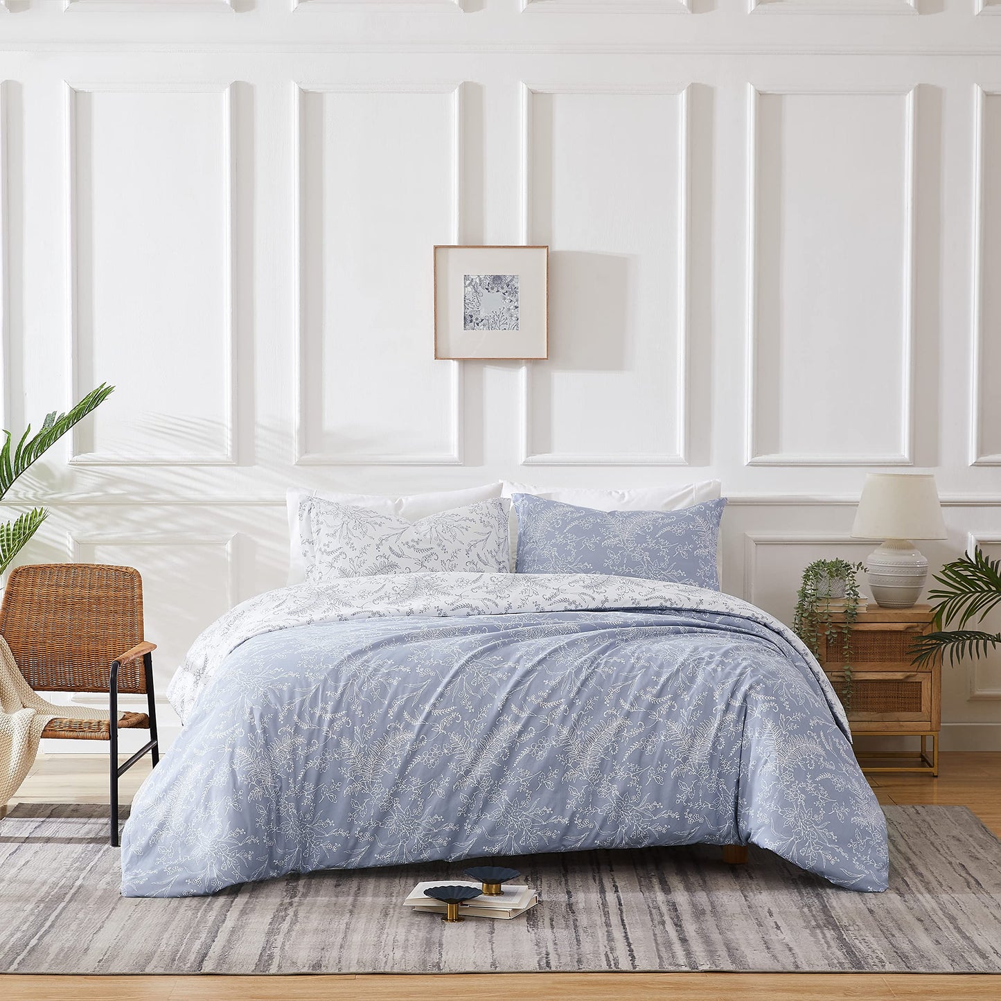 SouthShore FINE LINENS Winter Brush Collection - Premium Quality, Soft, Wrinkle, Fade, & Stain Resistant, Easy Care, Oversized Duvet Cover Set, King / California King, Dusty Blue
