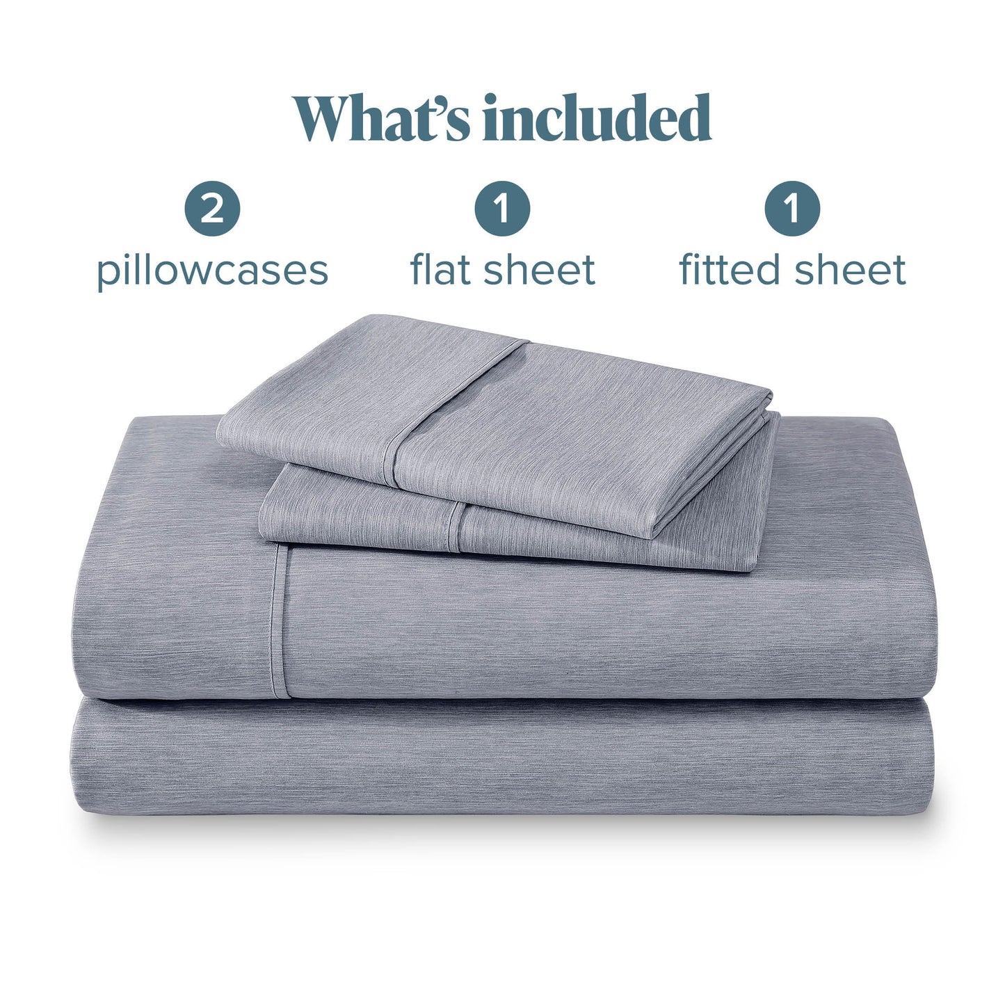 Bare Home Queen Sheet Set - Luxury 1800 Ultra-Soft Microfiber Queen Bed Sheets - Double Brushed - Deep Pockets - Easy Fit - 4 Piece Set - Bedding Sheets & Pillowcases (Queen, Heathered Blueberry)