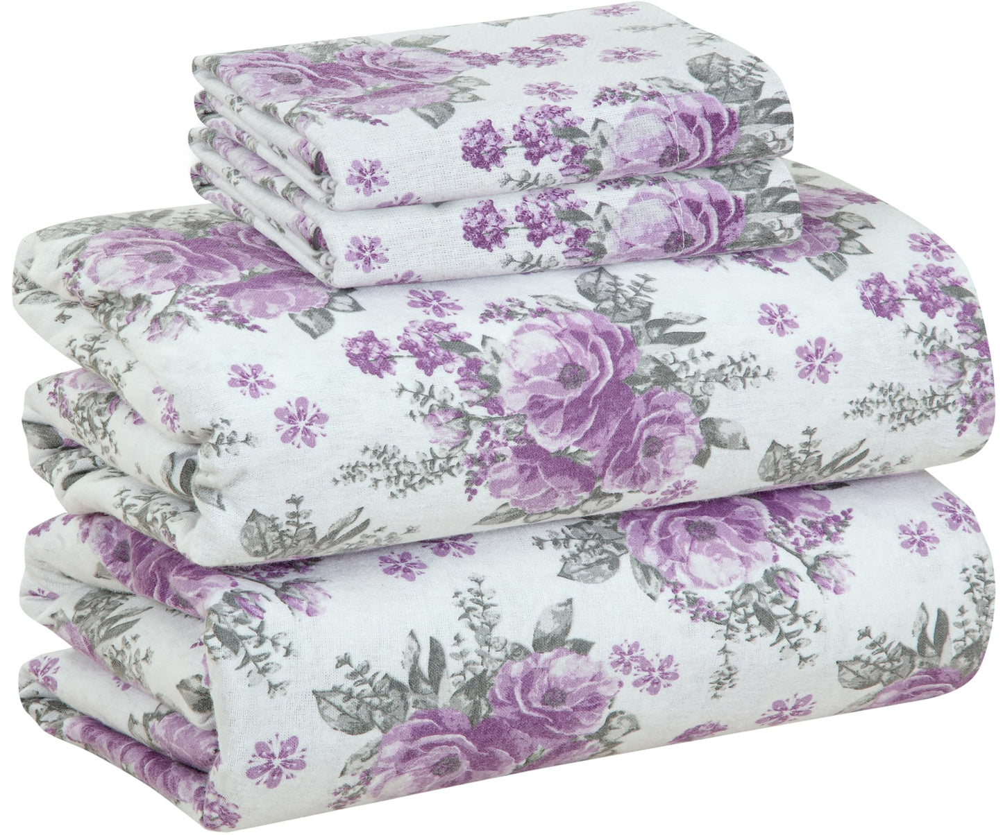 Bliss Casa 4 Piece 100% Cotton Flannel Sheets Queen Size Bed Set - Warm & Extra Soft - Deep Pockets, Breathable, All Seasons Comfy - Double Brushed Bed Sheet (Sabrina)