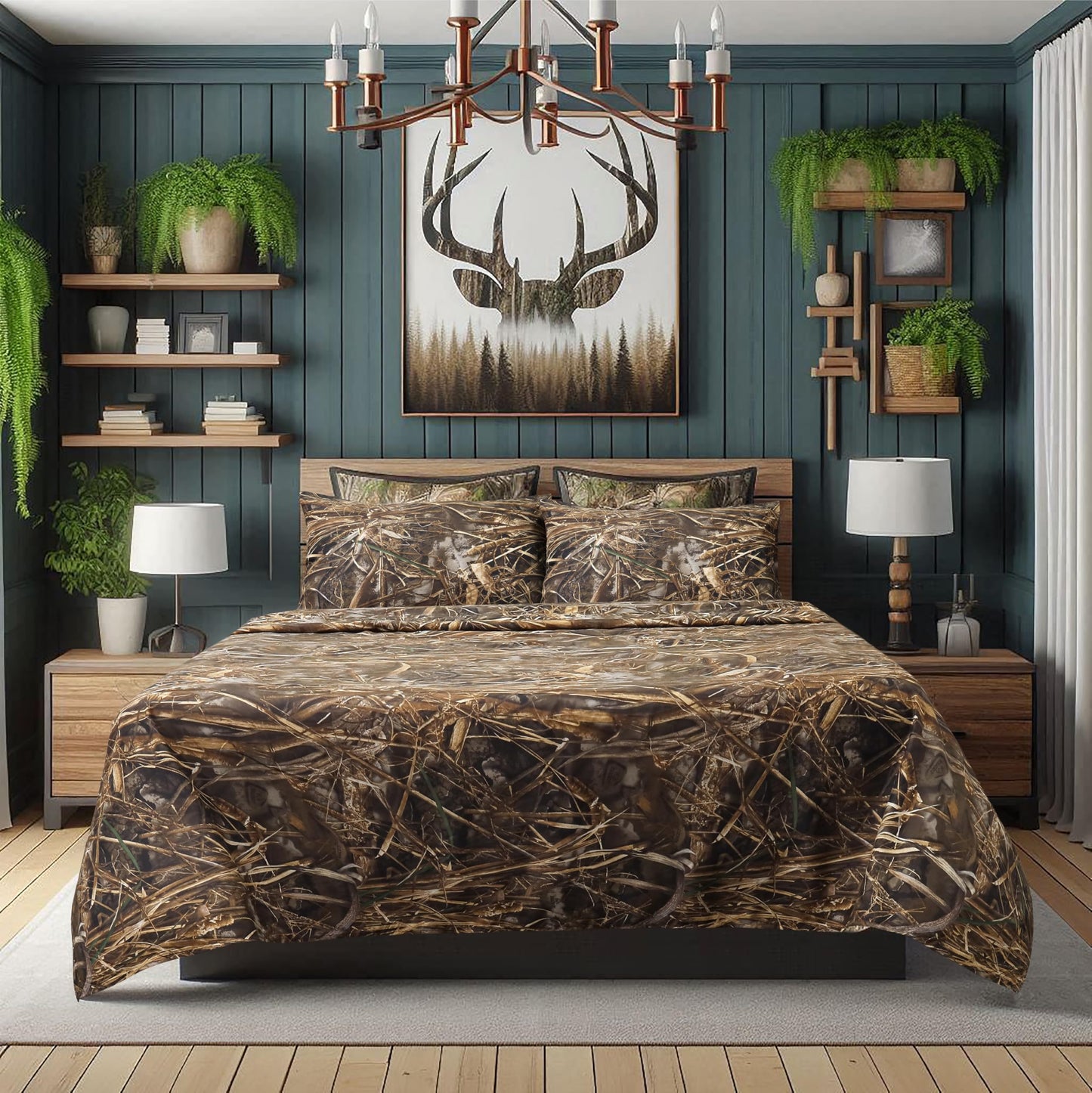 VISI-ONE Realtree Max-7 Twin Camo 3 Piece Sheet Set – Lightweight, Cooling, Wrinkle-Free Microfiber 10" Deep Pockets Sheets, Unisex Rustic Western Farmhouse Style for Home, RVs, and Camping Retreats