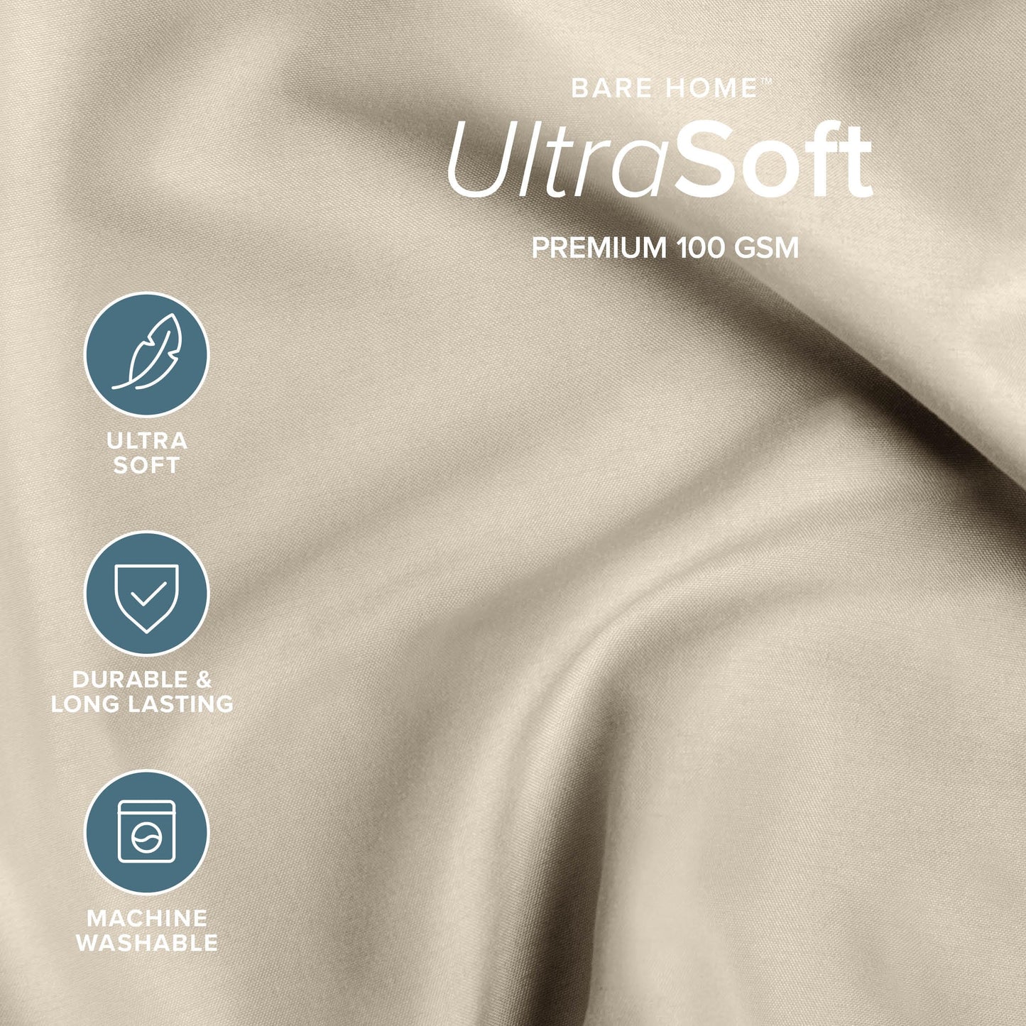 Bare Home Bed-in-A-Bag 5 Piece Comforter & Sheet Set - Twin XL - Goose Down Alternative - Ultra-Soft 1800 Premium Bed Set (Twin XL, Taupe/Sand)