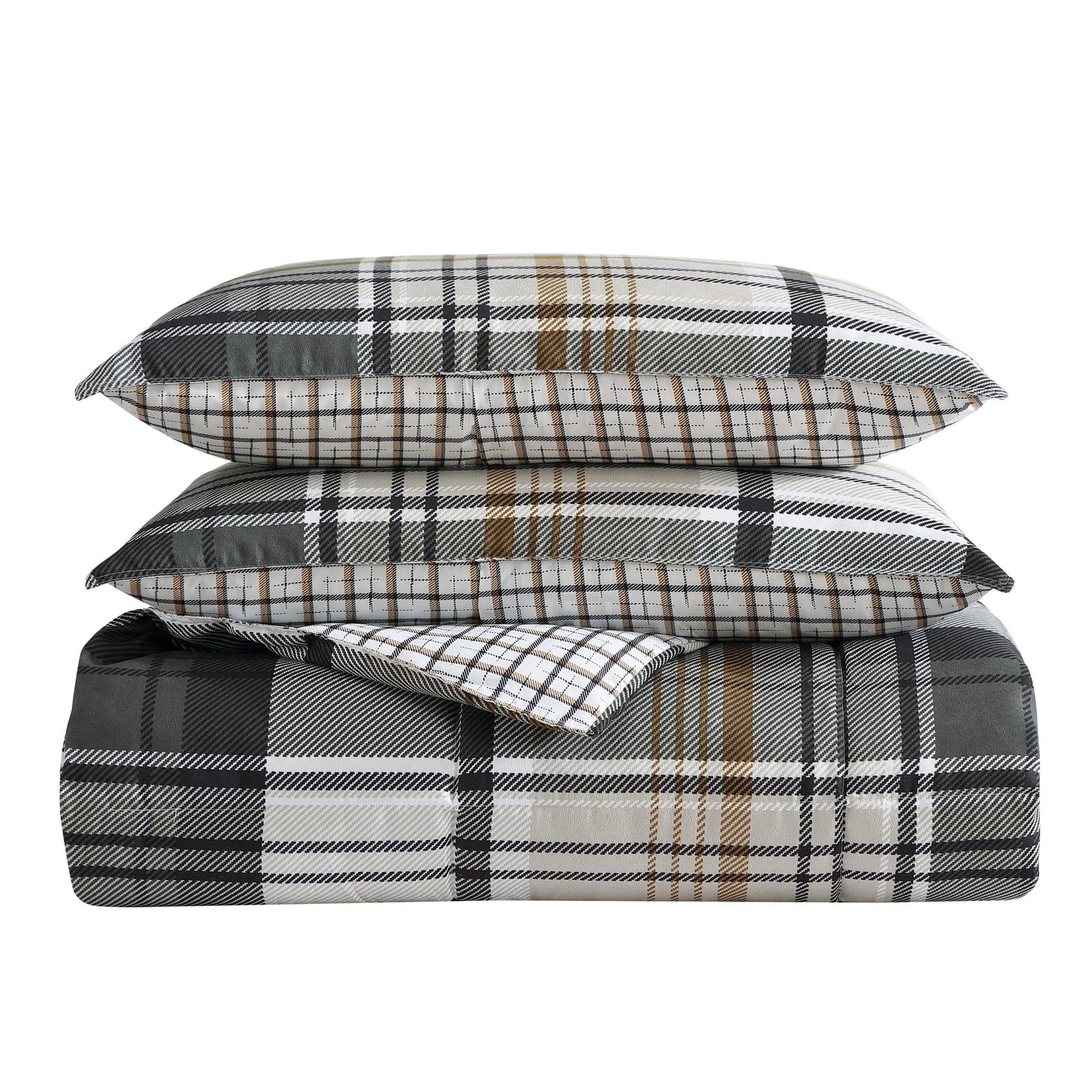 Eddie Bauer - Queen Comforter Set, Plaid Reversible Bedding, Stylish & Warm Home Decor (Normandy Grey, Queen)