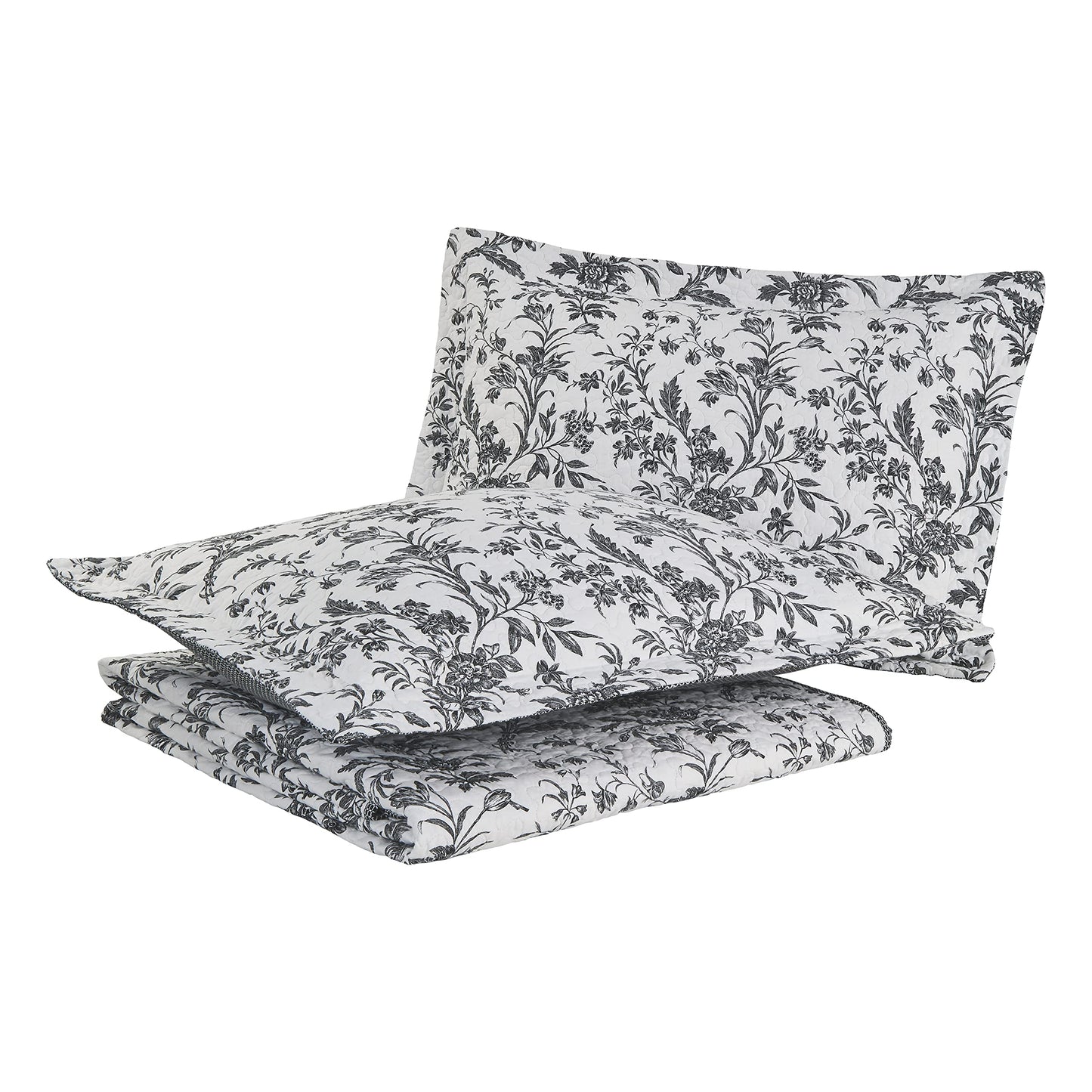 Laura Ashley - Twin Quilt Set, Soft Cotton Bedding with Reversible Design, Medium Weight for Year Round Use, 2 Piece Bed Set with Matching Pillowcase (Amberley Black/White)