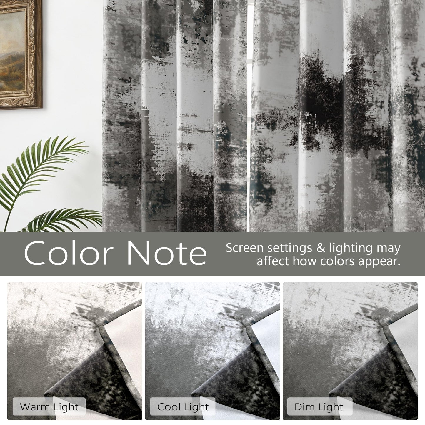 Asuexpect Abstract Curtains 2 Panels Abstract Rust Curtain Room Darkening Grommet Window Drapes Modern Decorative Window Treatments for Bedroom Living Room, 52x84 Inches, Black Grey