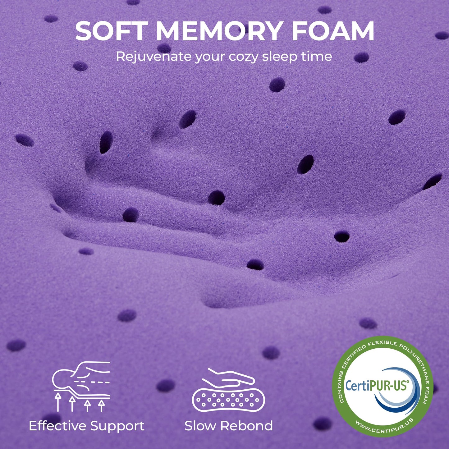 BDEUS 3 Inch Twin Memory Foam Mattress Topper with Collagen-Rich Cover, Soft Mattress Pad for Skin-Hydrating & Back Pain Relief, CertiPUR-US Certified