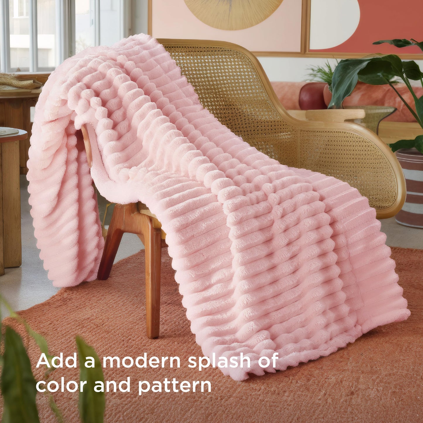 Bedsure GentleSoft Blanket for Couch & Bubble Waterproof Blanket for Couch Twin Pink 60x80inch