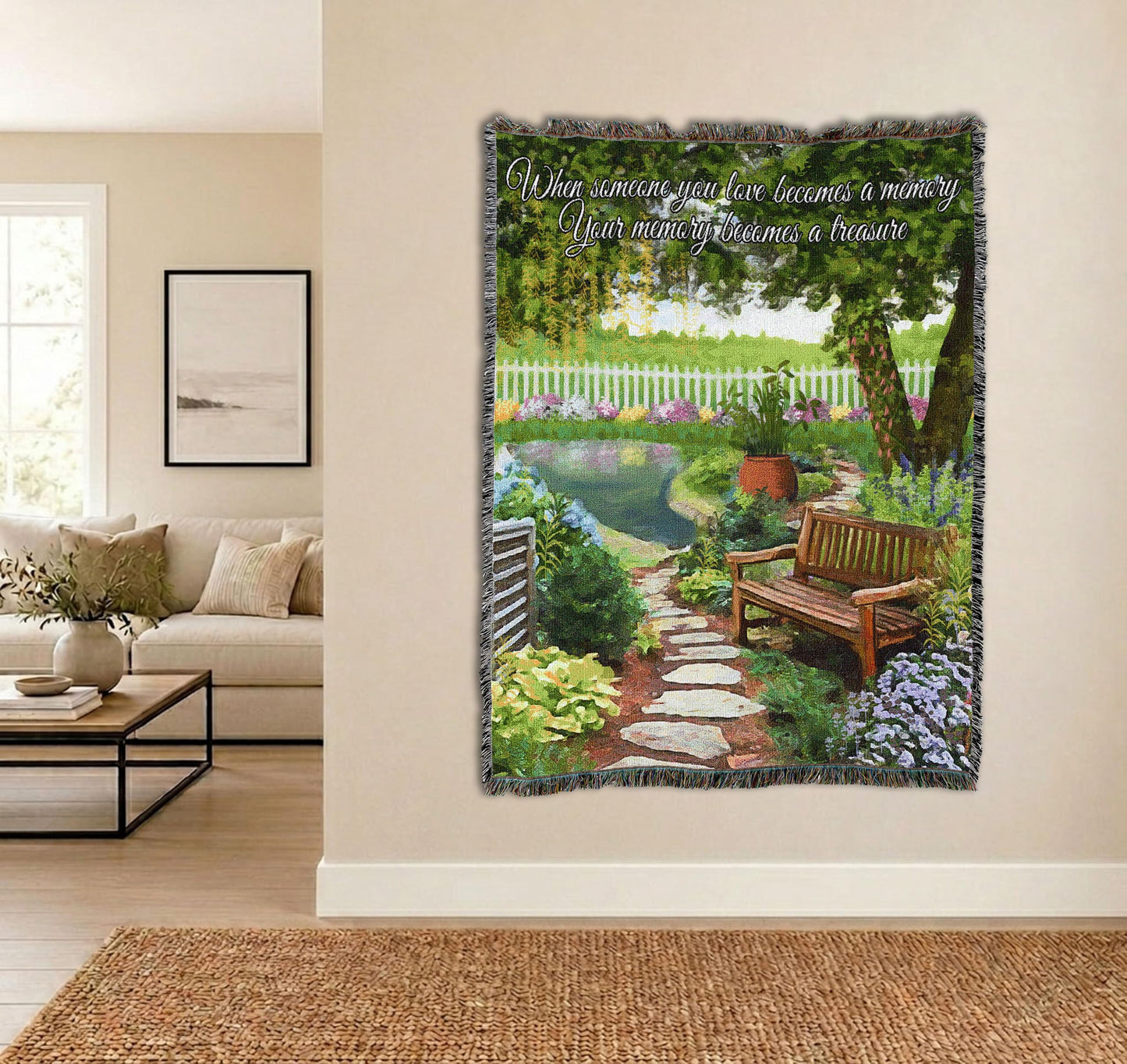Pure Country Weavers Tranquil Garden Blanket - When Someone You Love Becomes A Memory - Sympathy Bereavement Gift Tapestry Throw Woven from Cotton - Made in the USA (72x54)