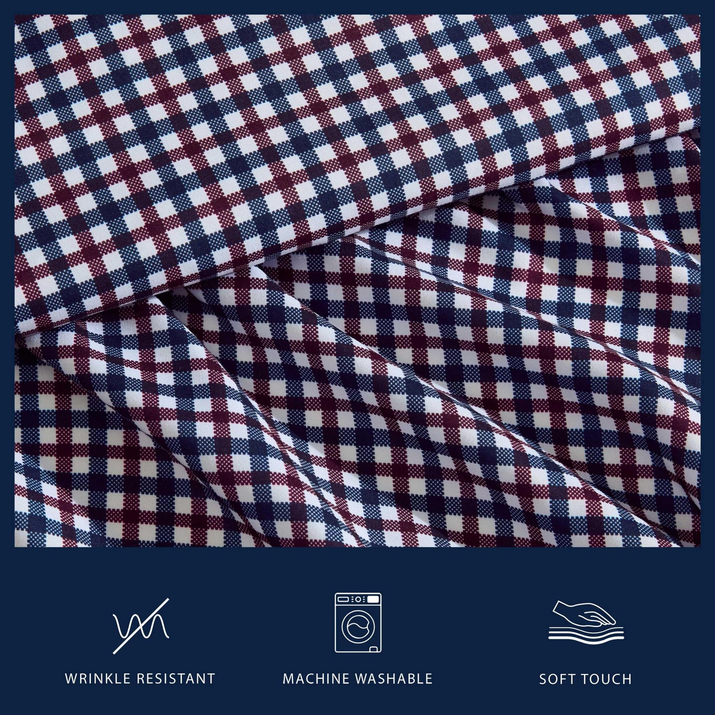 Nautica - Twin Size Sheet Set, Microfiber Bedding with Deep Pocket Fitted Sheet, Bed Sheets with Matching Pillowcase, Heritage Plaid Blue