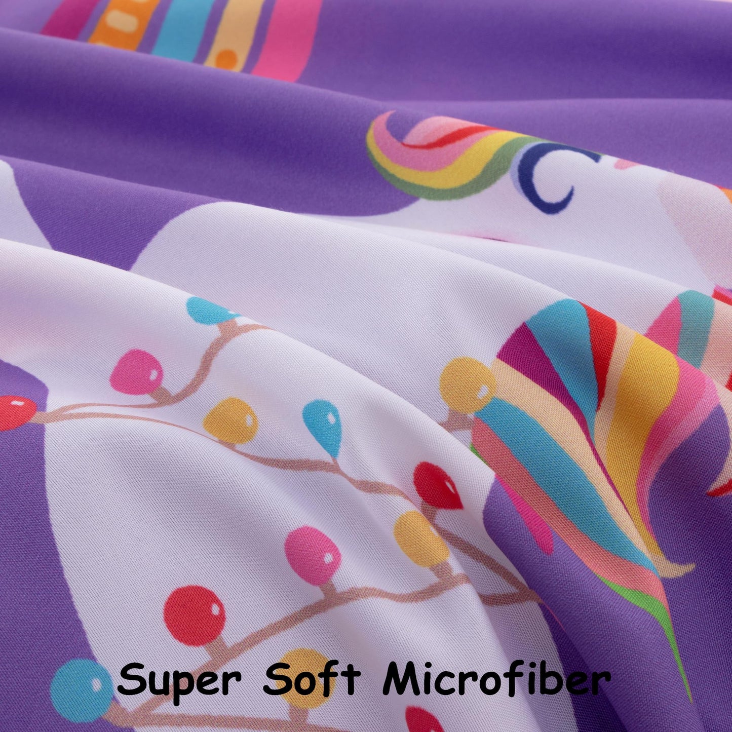 URLINENS Girls Sheets Full Size 4 Piece, Rainbow Star Castle Unicorn Sheet Set for Kids Teens, Fun Purple Bed Sheets Soft Microfiber Girls Bedding Sheet-1 Fitted Sheet 1 Flat Sheet 2 Pillowcases