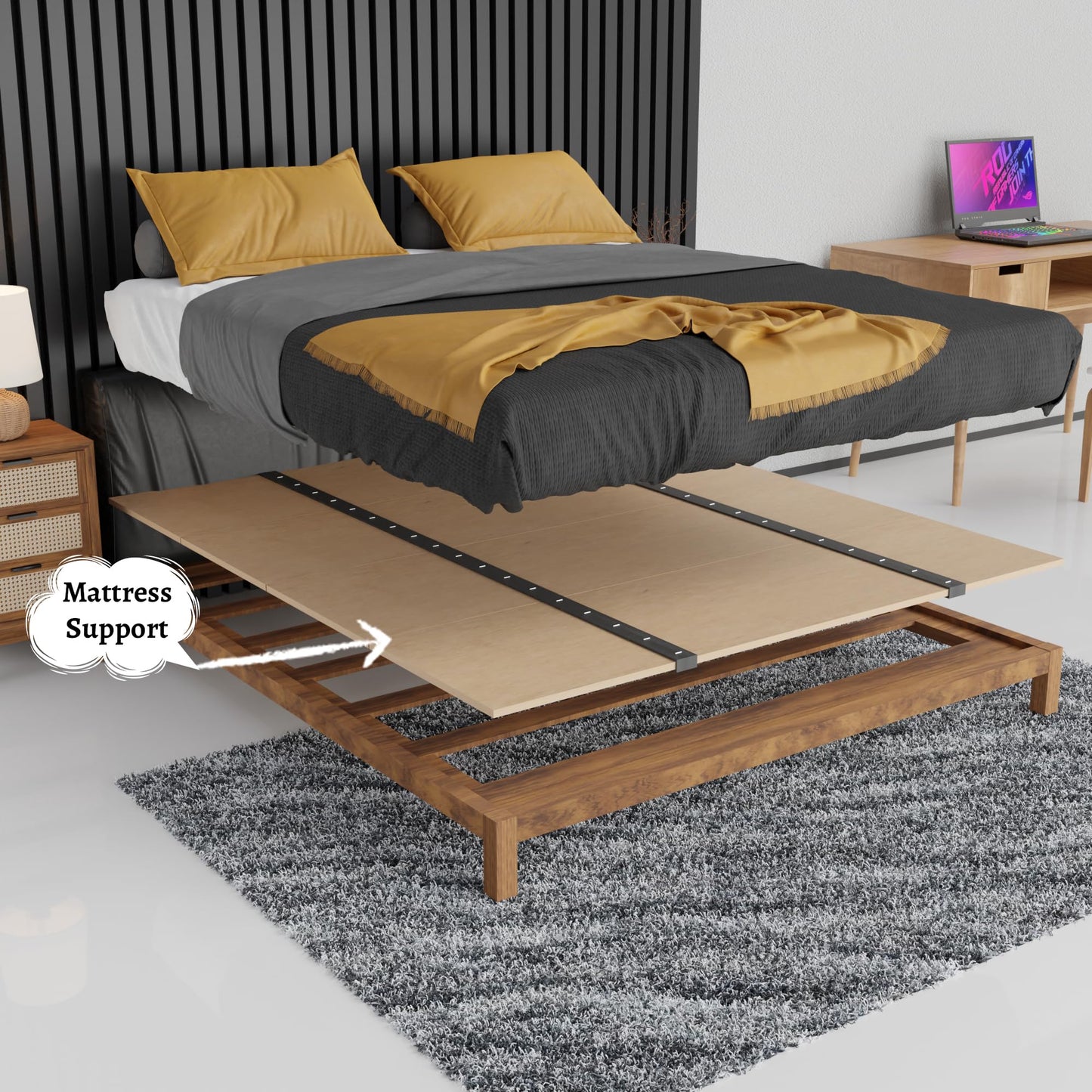 Greaton, Folding Bunkie Board – Low-Profile 74″ x 37.5″ Mattress Support Platform for Daybeds, Bunk Beds, Futons & Metal/Wood Frames – Prevents Sagging, Easy to Install & Store