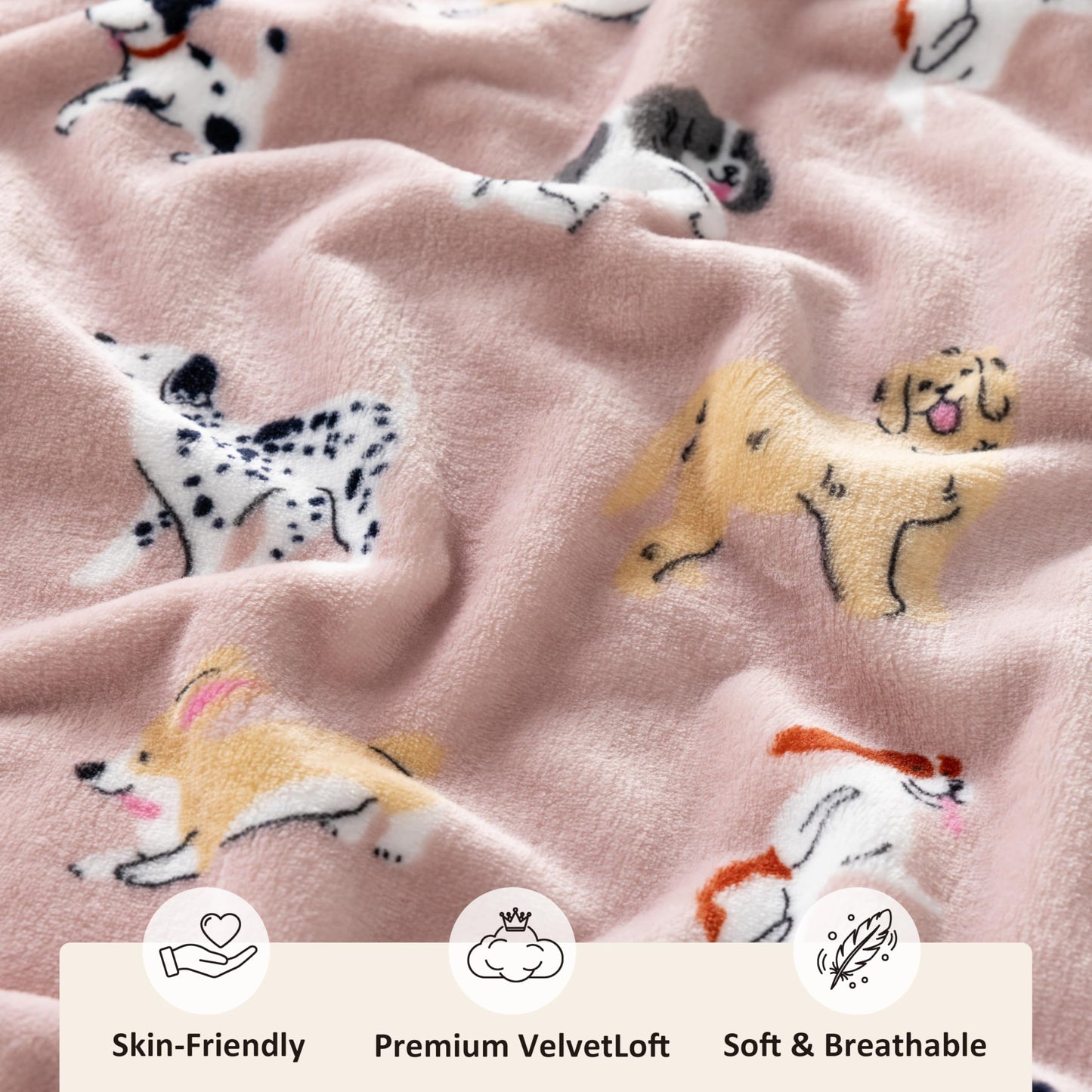 Sushing Cartoon Fleece Blanket, Cute Animal Characters Plush Home Decor, Soft Lightweight Gift for Adults Kids, Machine Washable, 90in x 90in, Pups