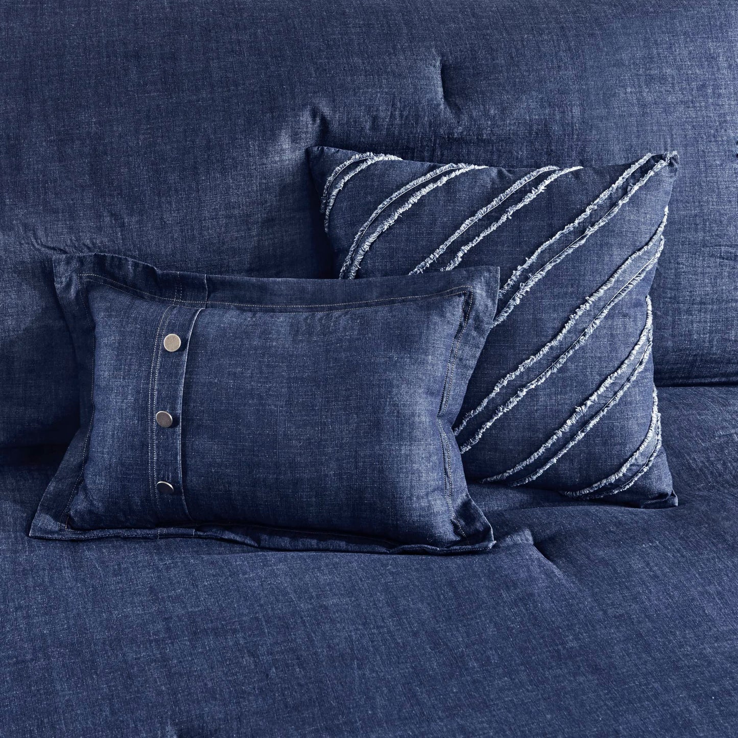 Woolrich Rustic Lodge Cabin Comforter Set - All Season Down Alternative Warm Bedding Layer and Matching Shams, Oversized Queen, Perry, Denim Blue