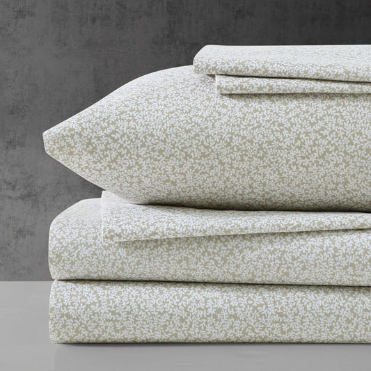 Kenneth Cole - Queen Sheet Set, Super Soft Wrinkle-Resistant Bedding with Bonus Pillowcases, Floral Home Decor, Oeko-Tex Certified (Chill Flowers Beige, Queen)