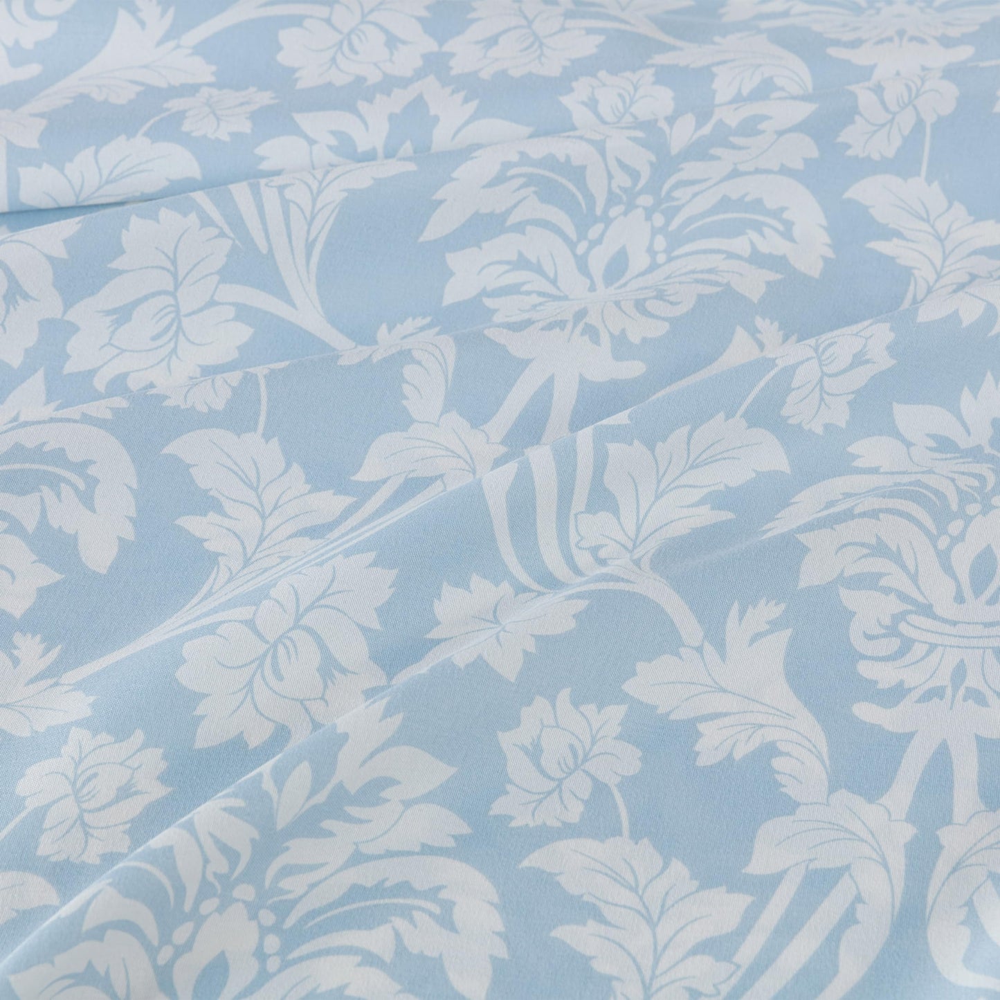 Chezmoi Collection 4-Piece Ivy Floral Medallion Bed Sheet Set, Queen Size - Blue/White Floral Printed Microfiber Soft Breathable Deep Pocket Sheets and Pillowcases Set