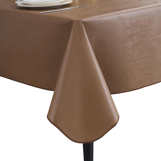Elegant Rectangular Tablecloth, 100% Waterproof Vinyl, Solid Color Tablecloth, Modern Minimalist Style, Suitable for Dining/Gathering/Picnic/Kitchen Table Decoration(Brown,70"x52" Rectangular)