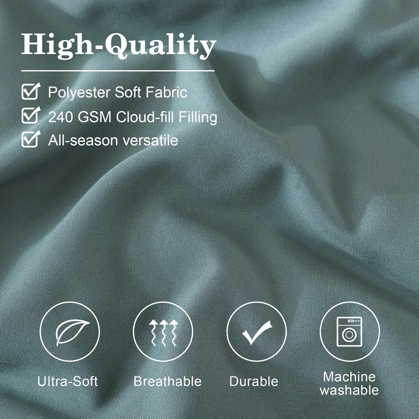Monbix Queen Comforter Set - 7 Pieces Blue Green Bed in a Bag Queen Bedding Sets with Comforters, All Seasons Comforter Bed Set with Sheets,Pillowcases & Shams