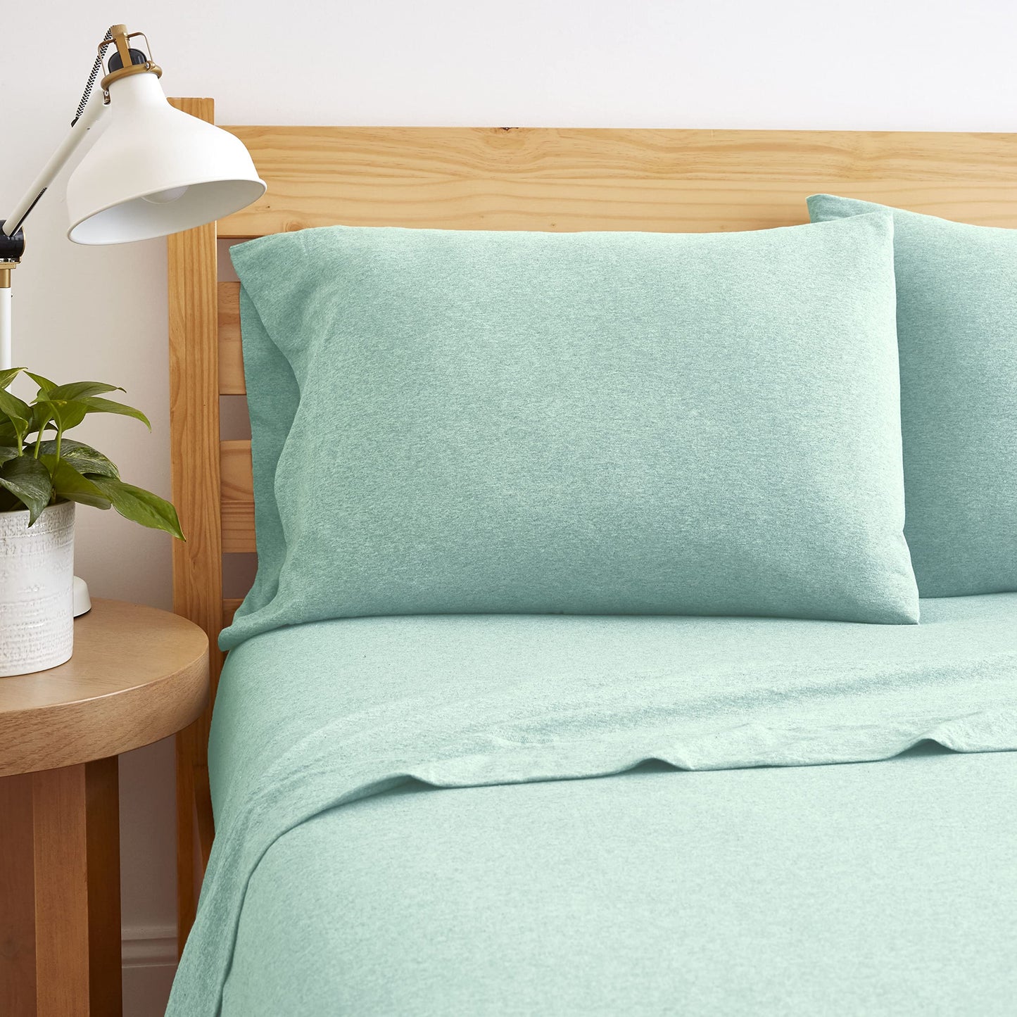 BED INC Road Trip America Jersey Sheets King Set - Cotton (4 Pieces) Deep Pockets T-Shirt Soft Knit Stretchy Jersey Sheets - 1 Flat 1 Fitted 2 Pillowcases (Classic Mint, King)