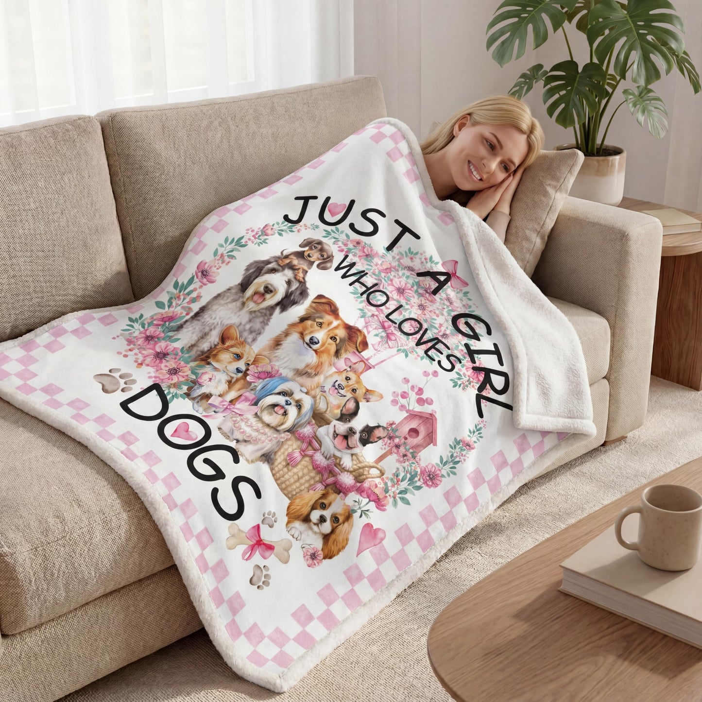 Dog Blanket Gifts for Girls Dogs Lover Sherpa Throws Blankets for Sofa 50x60