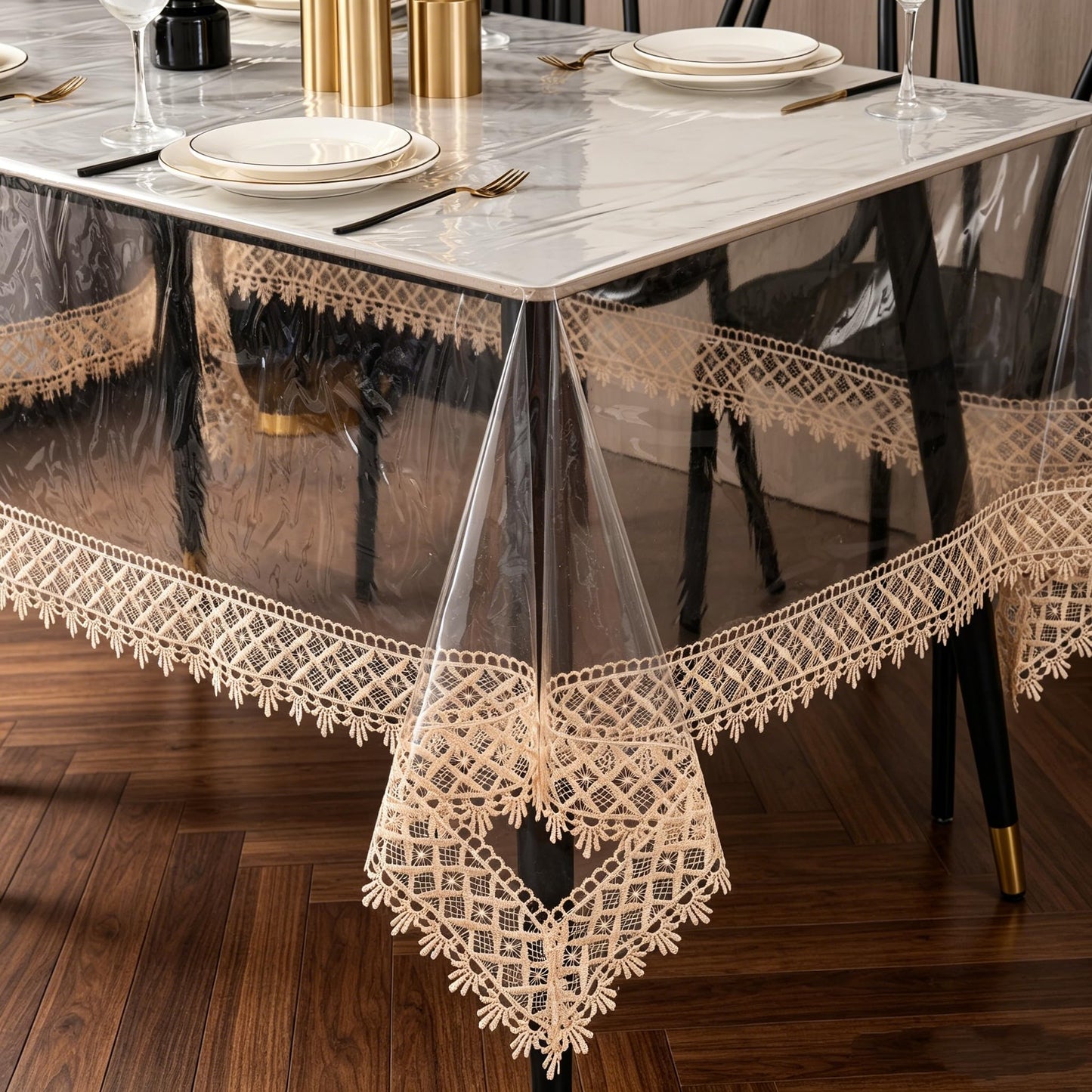Pioggia Clear Vinyl Tablecloth Protector Waterproof/Oil-Proof PVC Table Cloth Transparent Sheet Table Cover (60'' x 84'' Rectangular)