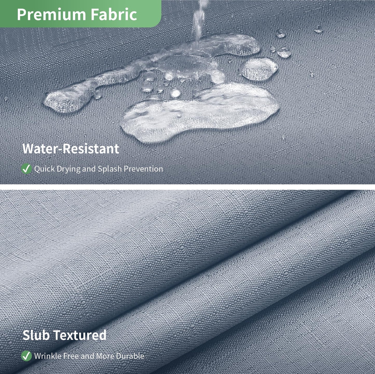 eachope Extra Long No Hook Shower Curtain with Snap-in Fabric Liner Set,Slub Textured Fabric Shower Curtains for Bathroom,Hotel Style Modern Shower Curtain,Water Repellent & Washable,71x86(84),Blue
