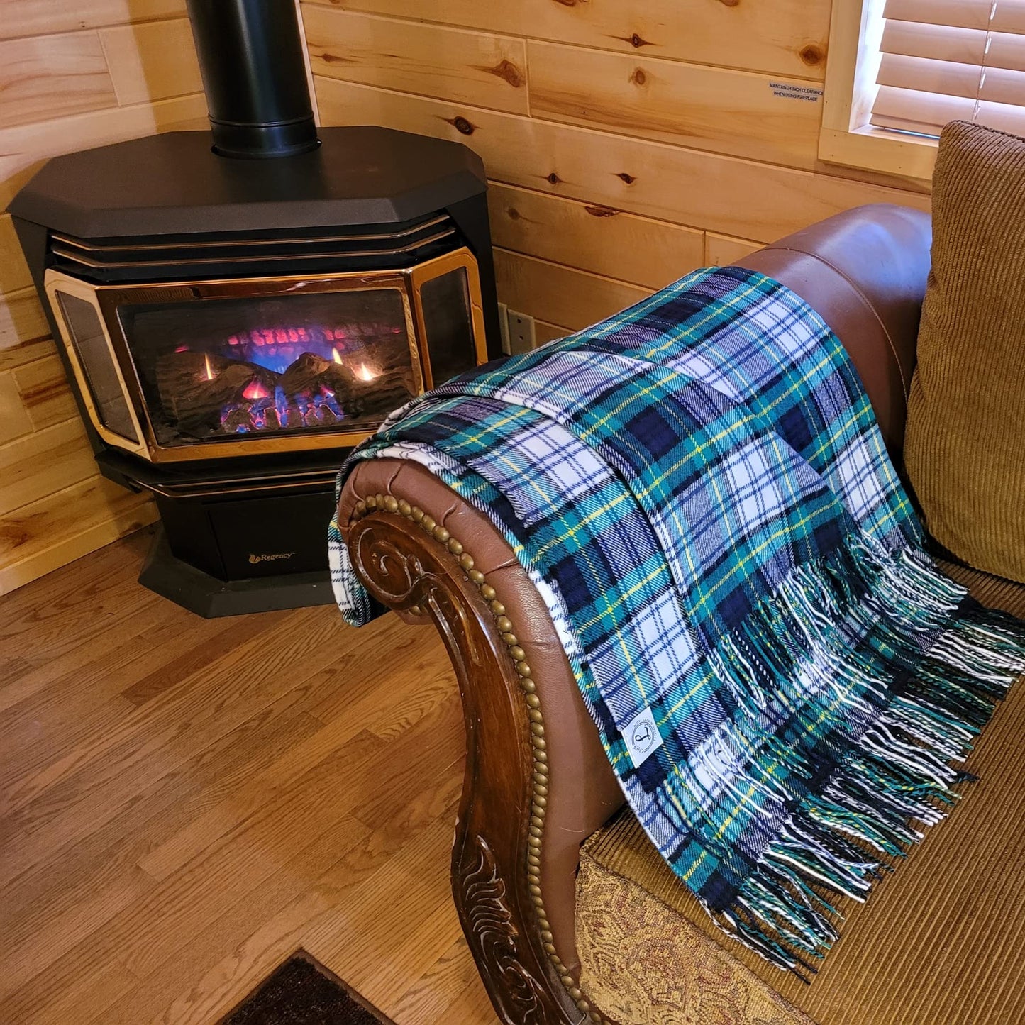 CHEF L HOME & KITCHEN Throw Blanket Green Plaid with Tassels/Fringe- 60" x 50"