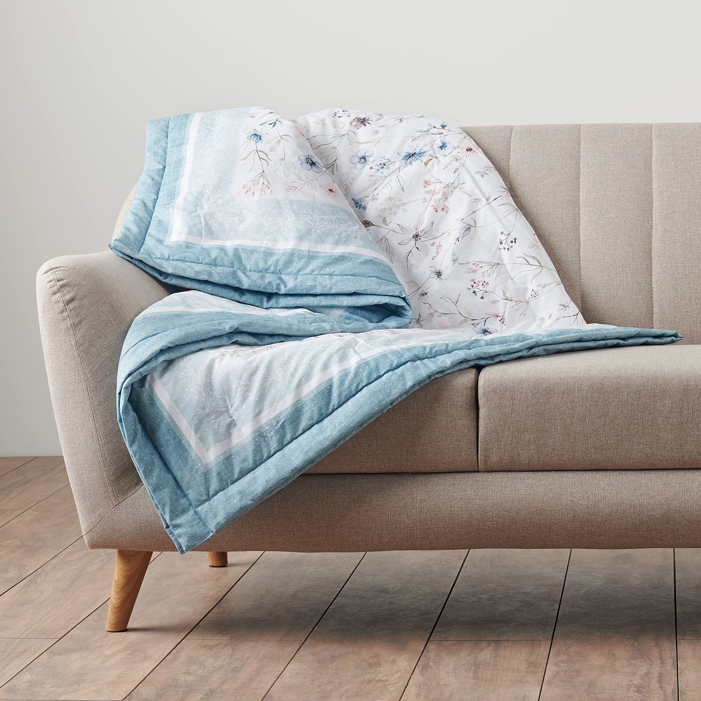 Maison d' Hermine Throw Blanket for Couch Lightweight Soft Warm Breathable Cotton Throw Blankets for Bed Girls Boys Women Men Gift Sofa Travel Living Room Spring Summer (Ice Florals, 60" X 80")