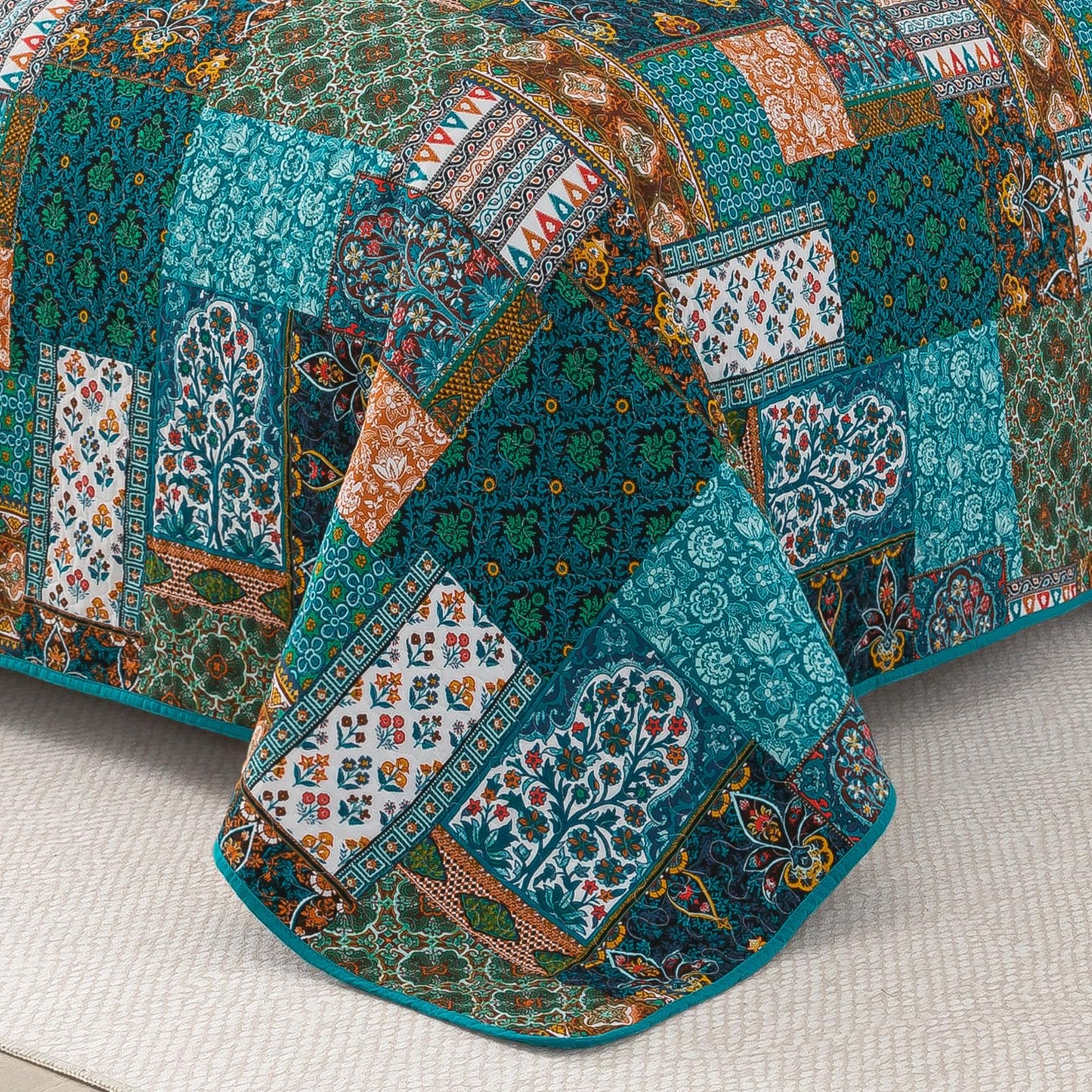 BEDIFANY Cotton Queen Size Quilt Set, Lightweight Bedspread Queen Coverlet, Soft Farmhouse Quilt Bedding Sets for Bed Decorations All Seasons (3 Pieces, Green)