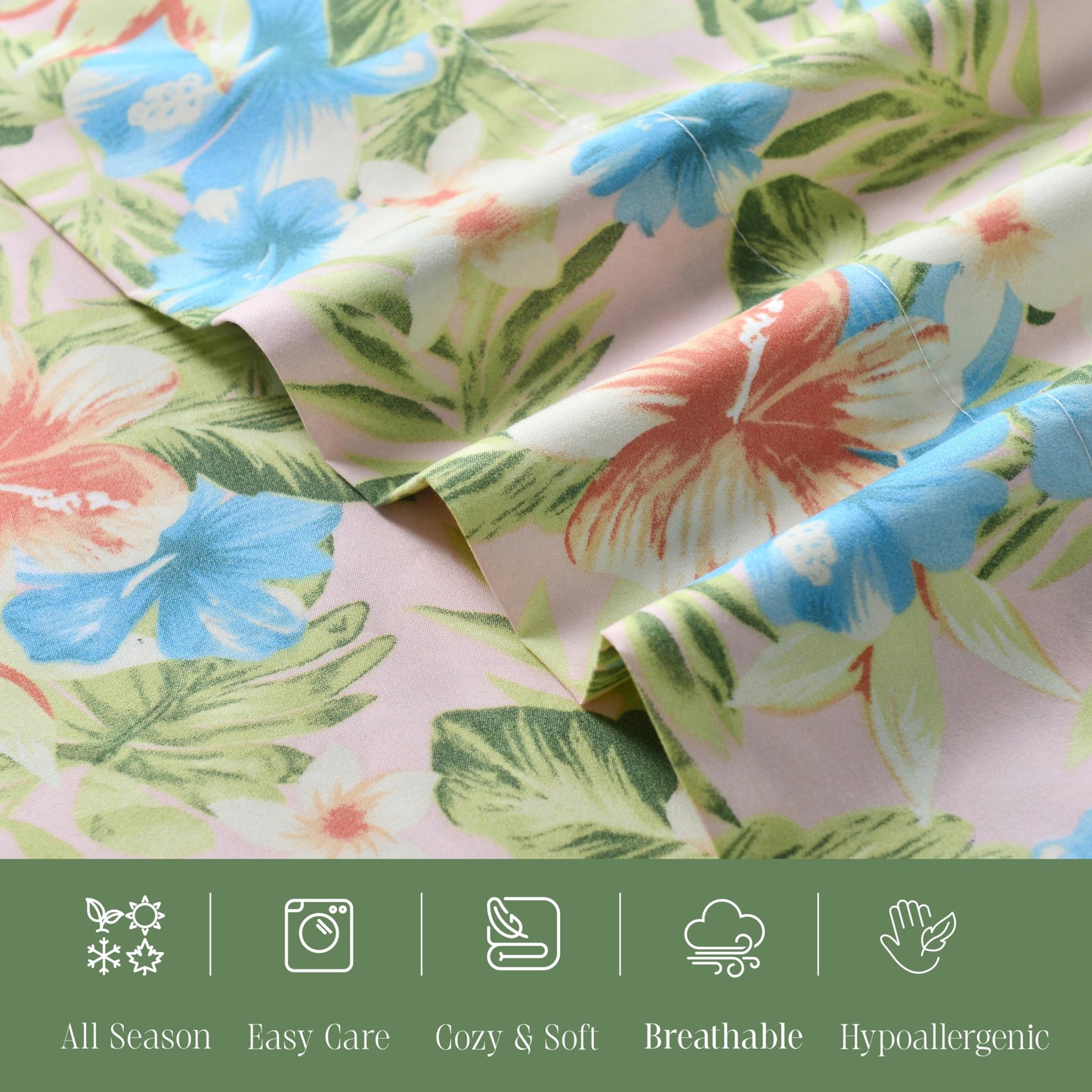 Elegant Comfort Luxury Soft Bed Sheets Floral Pattern - 1500 Premium Hotel Quality Microfiber Softness Wrinkle and Fade Resistant (6-Piece) Bedding Set, Queen, Magnolia
