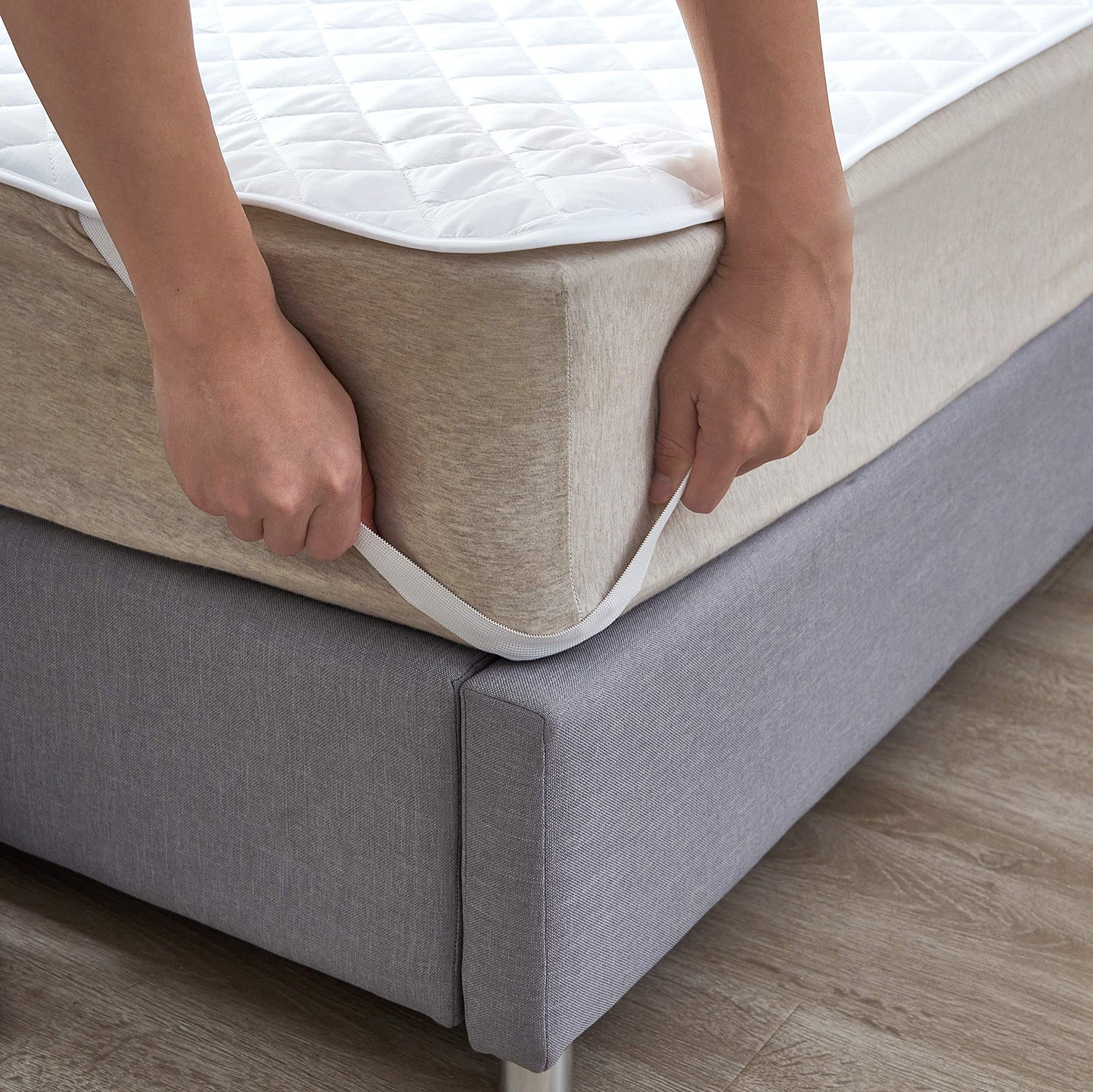 Elif Queen Size Mattress Protector, Waterproof, Quilted Cover Pad with Elastic Band Straps for Kids, Soft&Comfortable, Breathable, Vinyl Free (Queen)