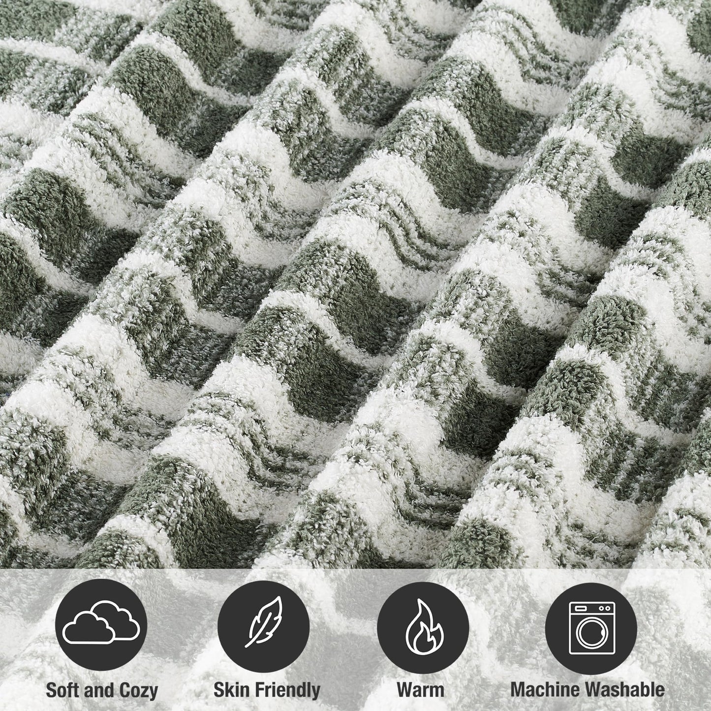 CBCHome Reversible Soft Sherpa Throw Blanket - Cute and Cozy Thick Throw for Couch, Warm Gifts for Women (Green Plaid, 50" x60")